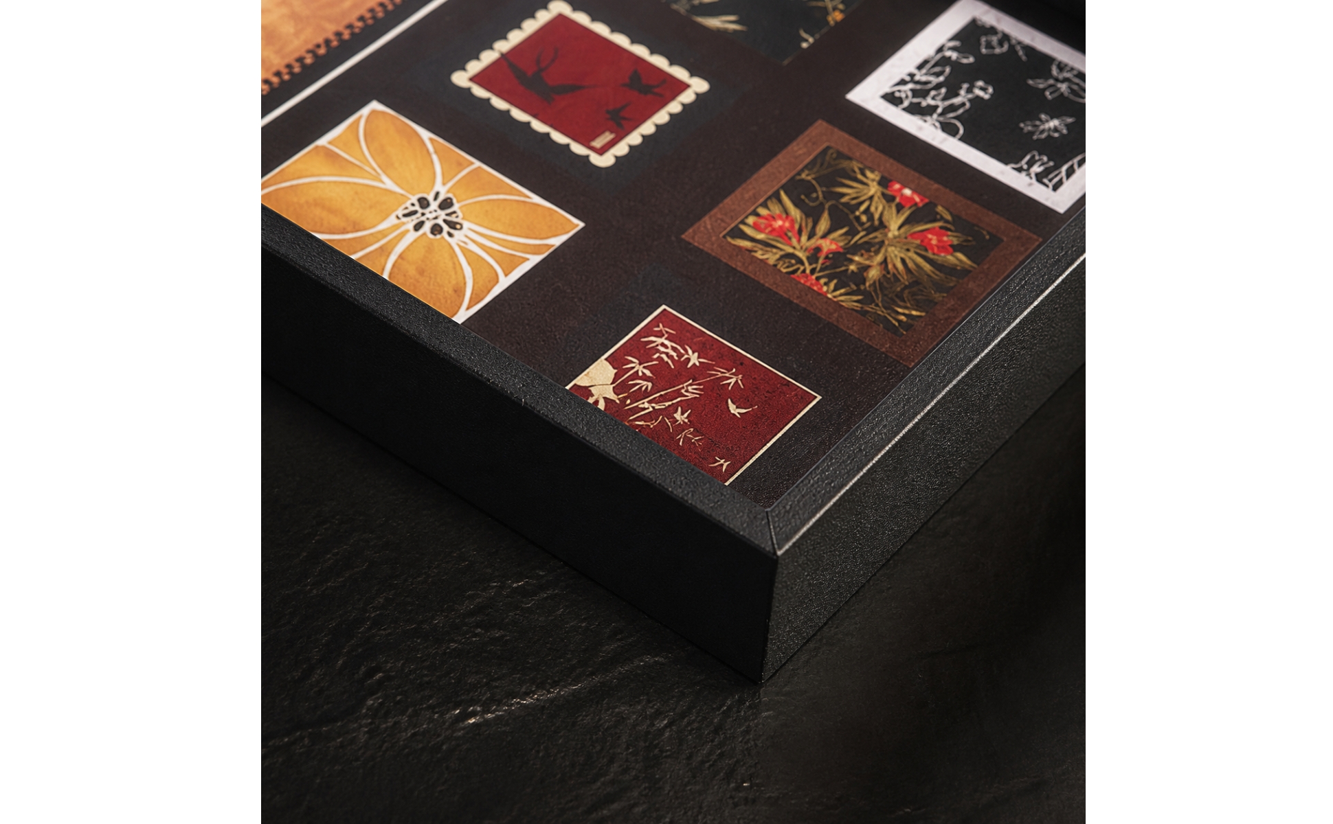 Decorative Tray with Leather-Like Printed Inset Multipurpose for Vanity, Dresser