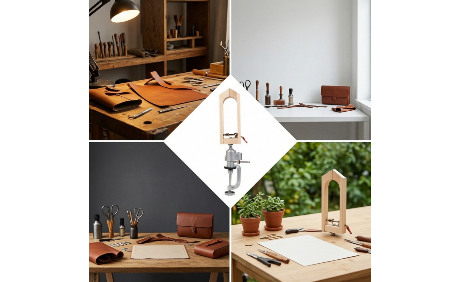 Desktop Leather Hand-Stitching Clamp Adjustable for Home Workshop, DIY Hobbyists
