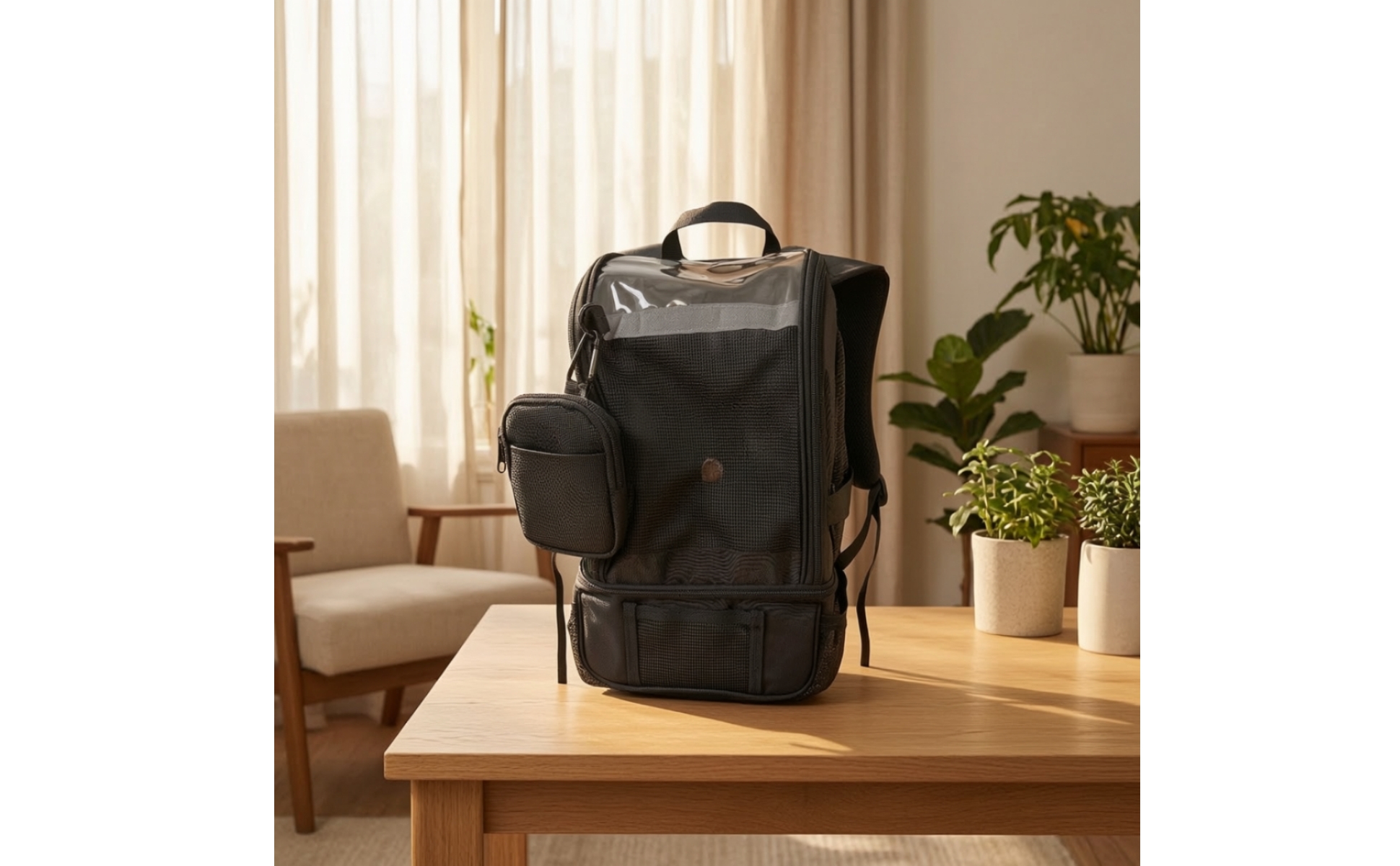 Sac à Dos avec Fenêtre Transparente Portable pour Voyage, Sorties Quotidiennes