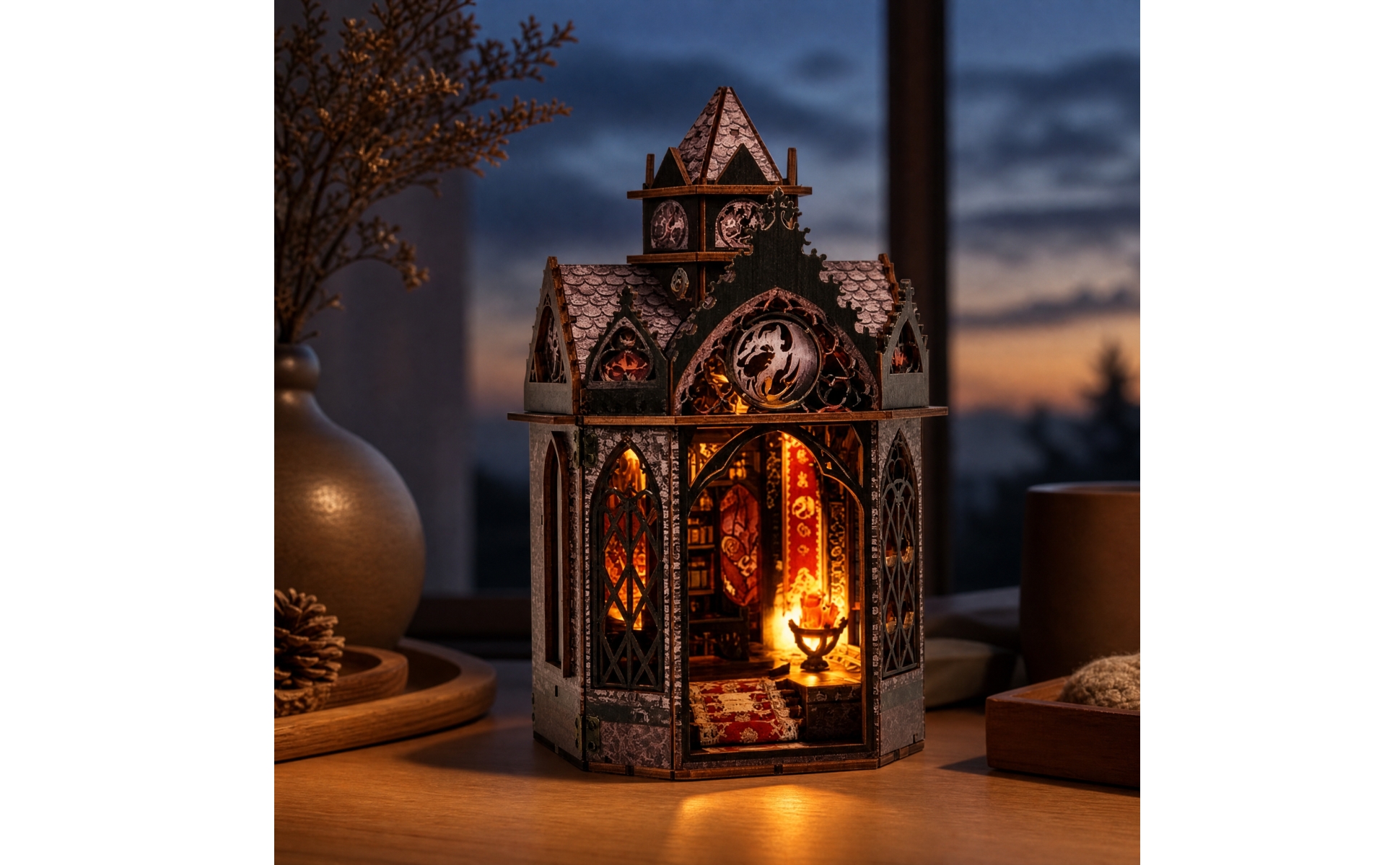 Gothic Dragon Castle Structure Model Illuminated Dragon Structure Model 3D