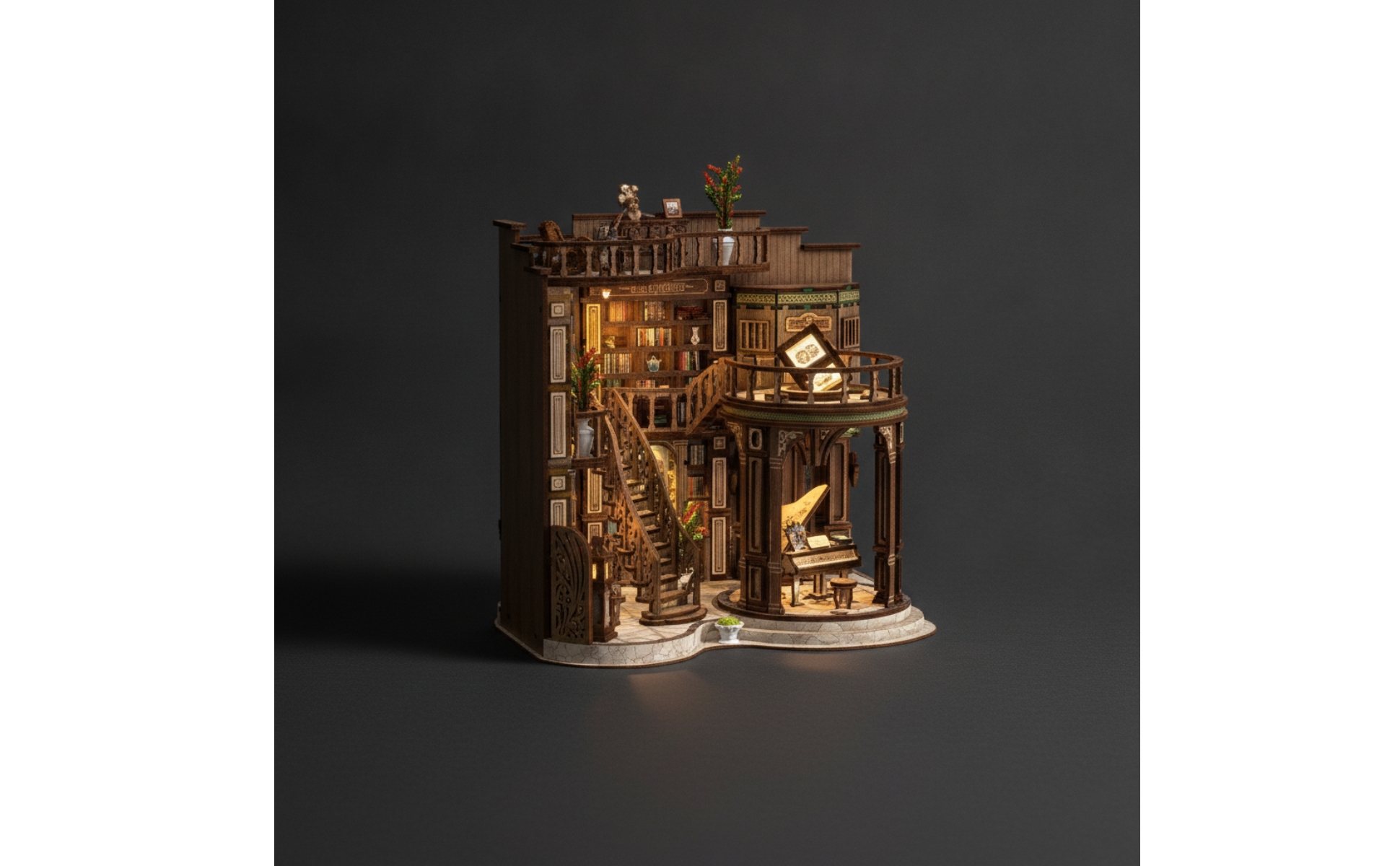 Book Nook Kit Precision-Cut MDF Miniature Book-Hall Kit Detailed for Home Décor