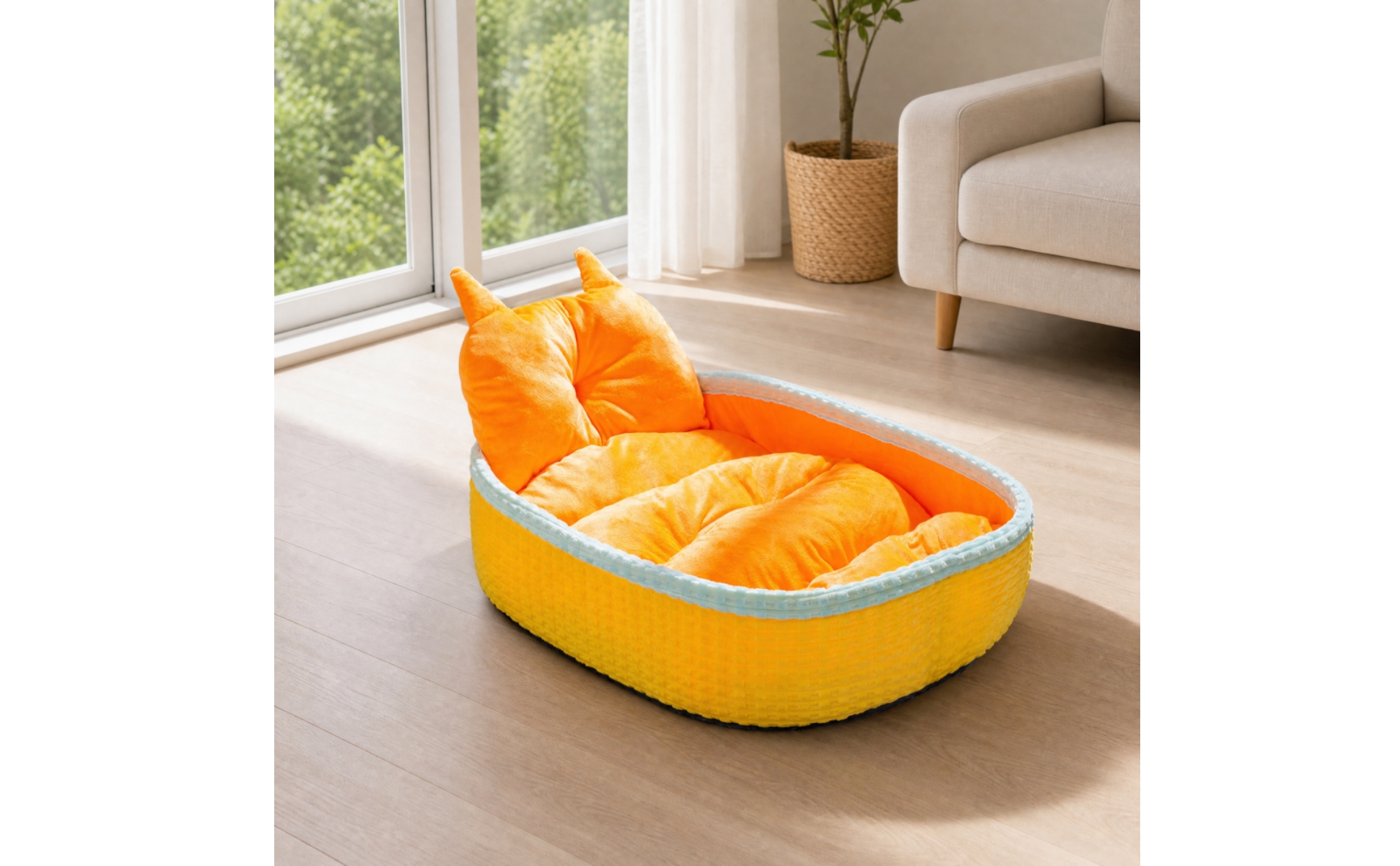 Lit avec Coussin Amovible Confortable Panier avec Bords Rembourrés Fermé