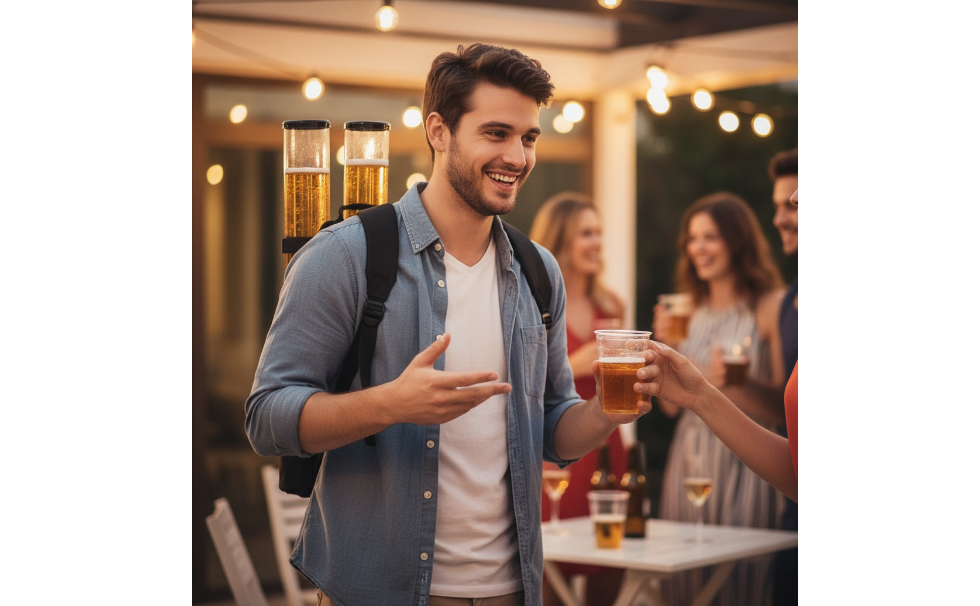 Backpack Beer Dispenser with Hoses Transparent for Festivals, Festival Attendees