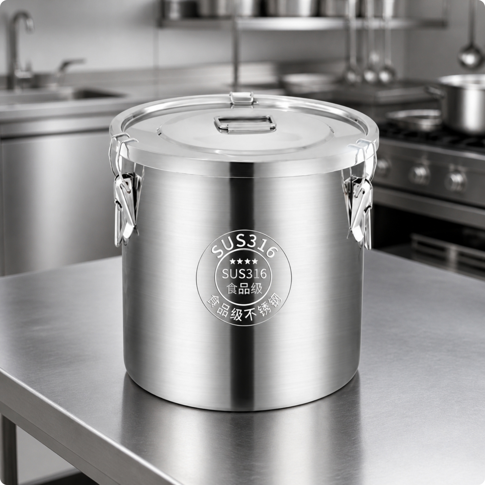 Cylindrical Food-Storage Container with Lid Portable for Utility Room