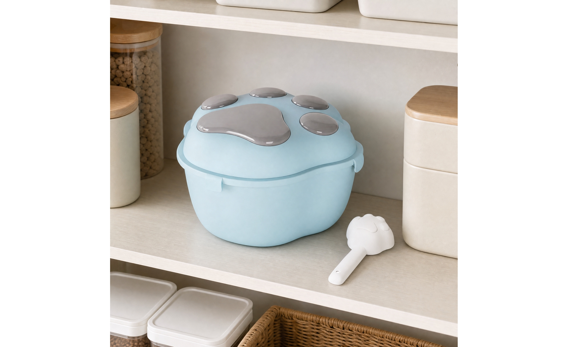 PP Pet Food Storage Bin Moisture-Resistant Pet Food Bin with Scoop Easy to Clean