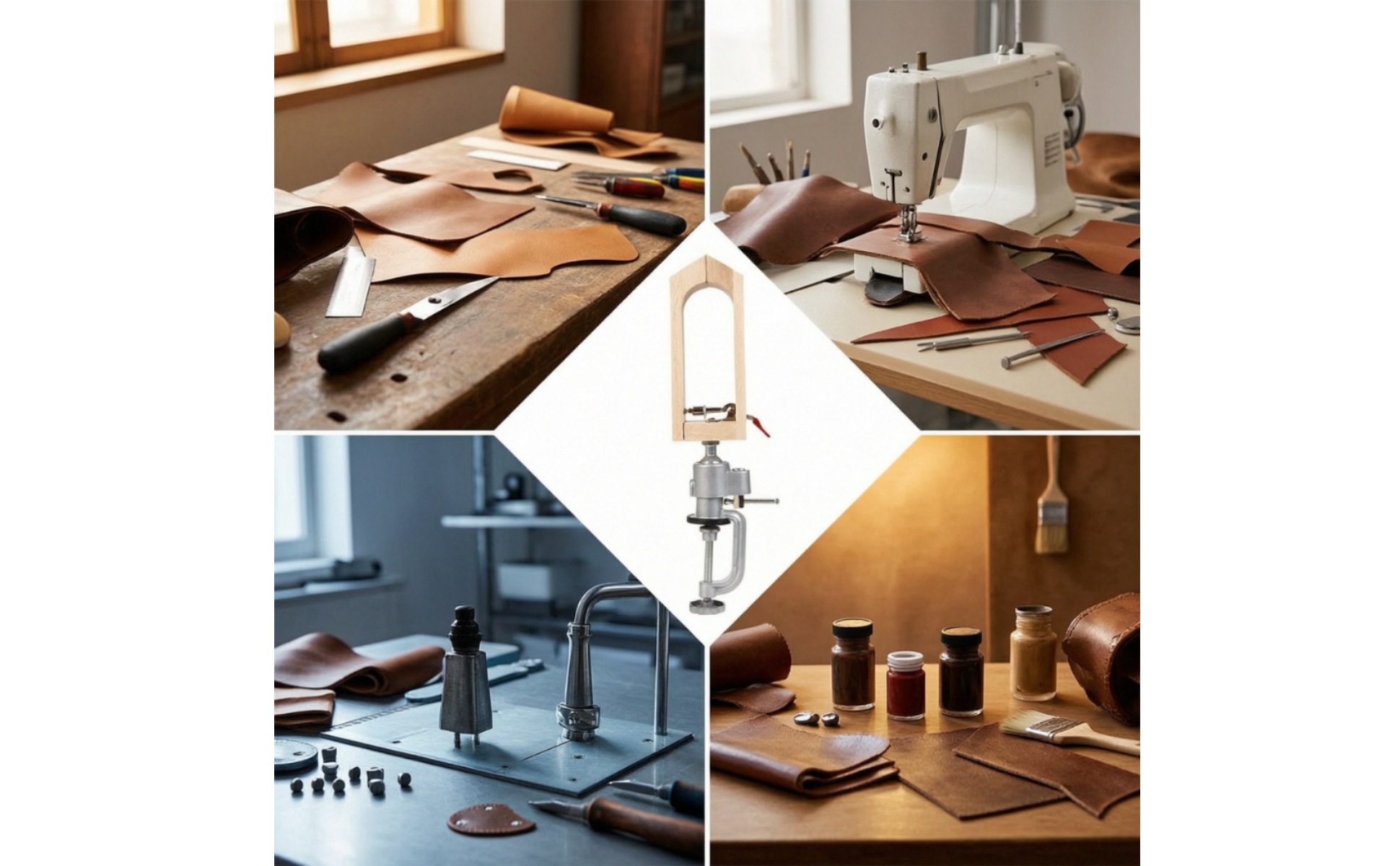 Desktop Leather Hand-Stitching Clamp Adjustable for Home Workshop, DIY Hobbyists