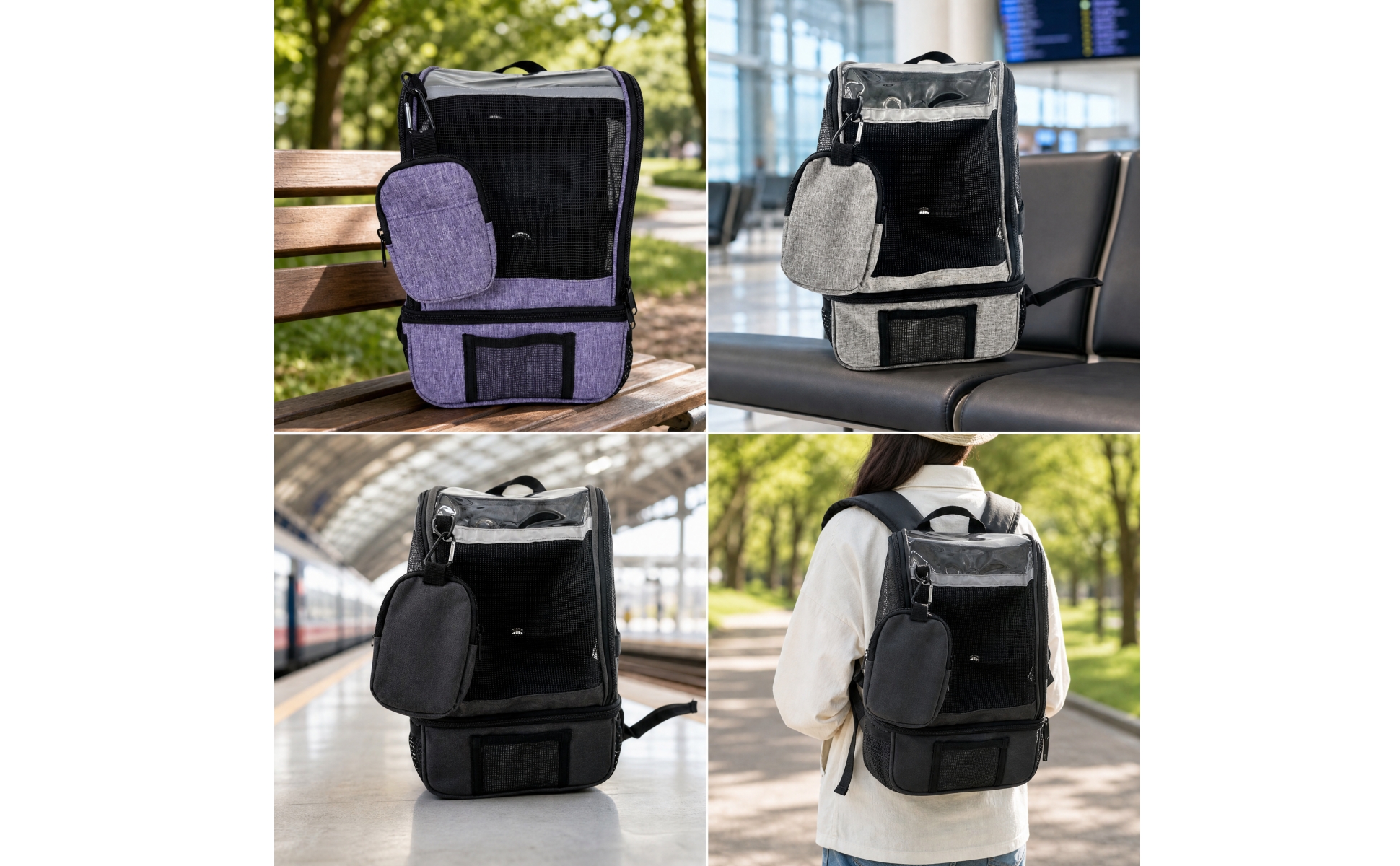 Sac à Dos avec Fenêtre Transparente Portable pour Voyage, Sorties Quotidiennes
