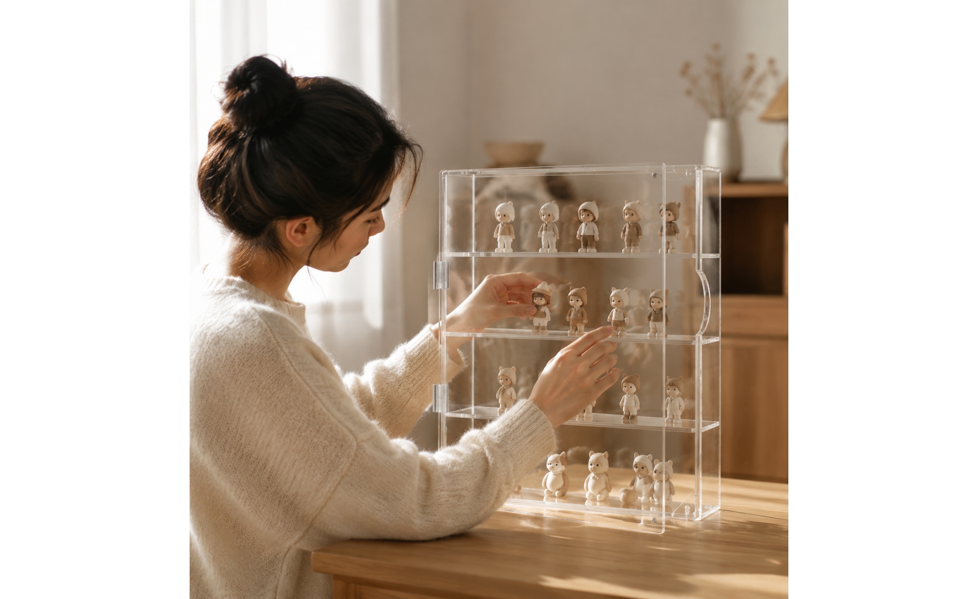 Dust-Proof Collectible Figure Display Cabinet Dustproof for Hobby Rooms, Offices
