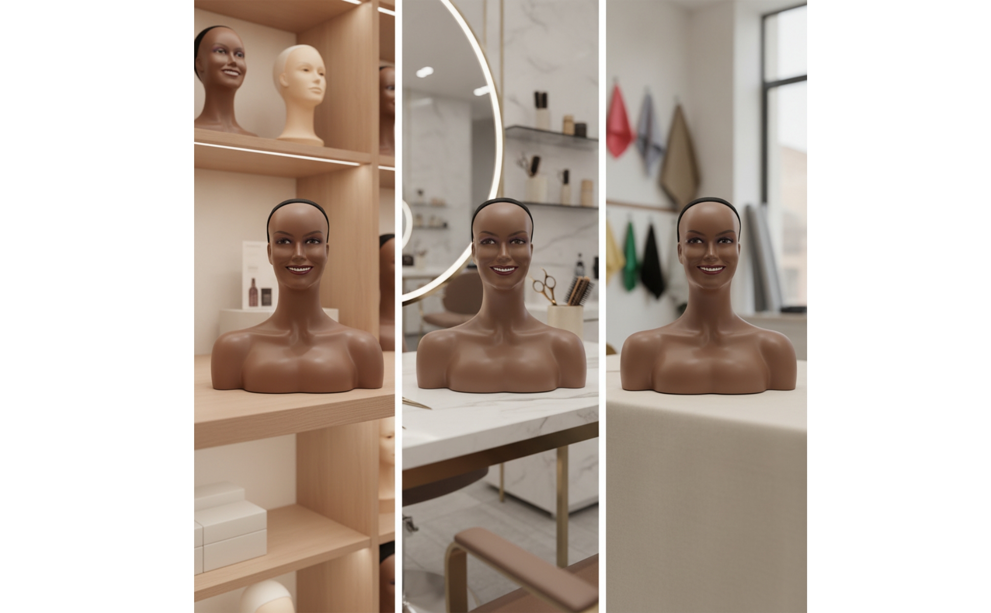Mannequin Head with Netted Hairpiece Cap Defined Facial Features for Salon
