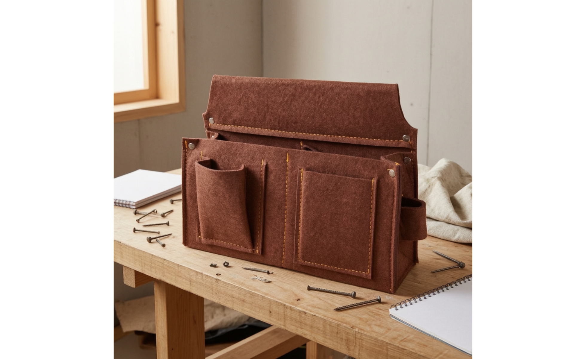 Thickened Tool Waist Pouch with Multiple Compartments Multi-Pocket for Builders