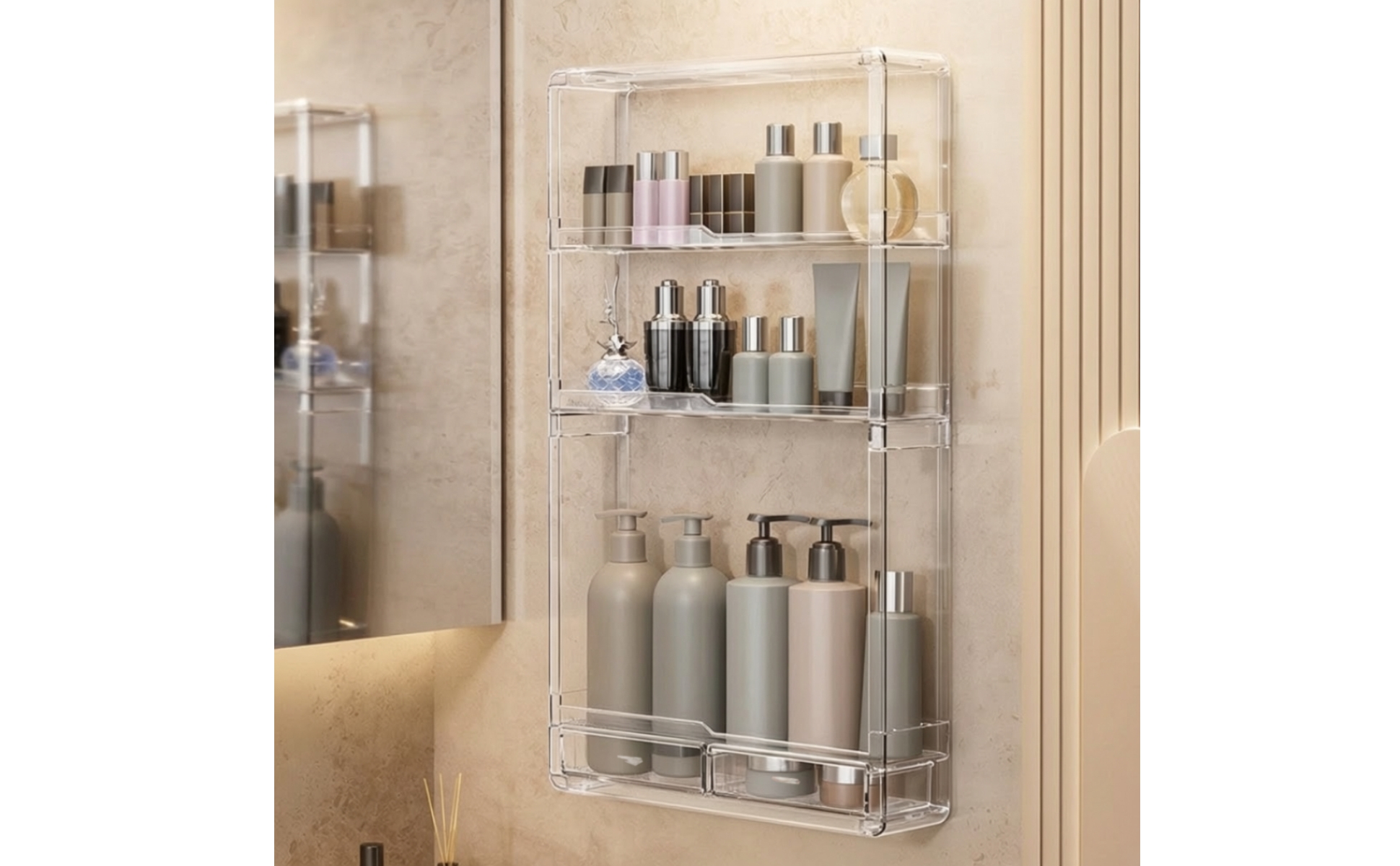Clear Acrylic Storage Rack Space Saving for Vanity Countertop Organization