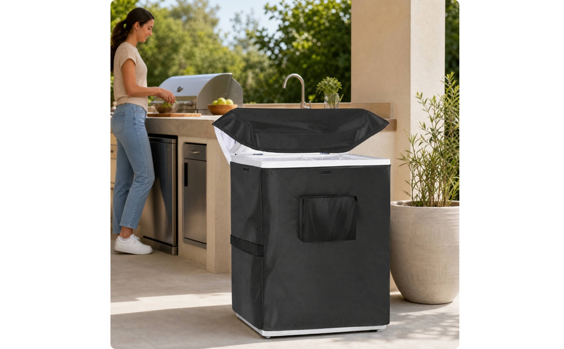 Chest Freezer Cover Water-Resistant for Outdoor Storage, Basement