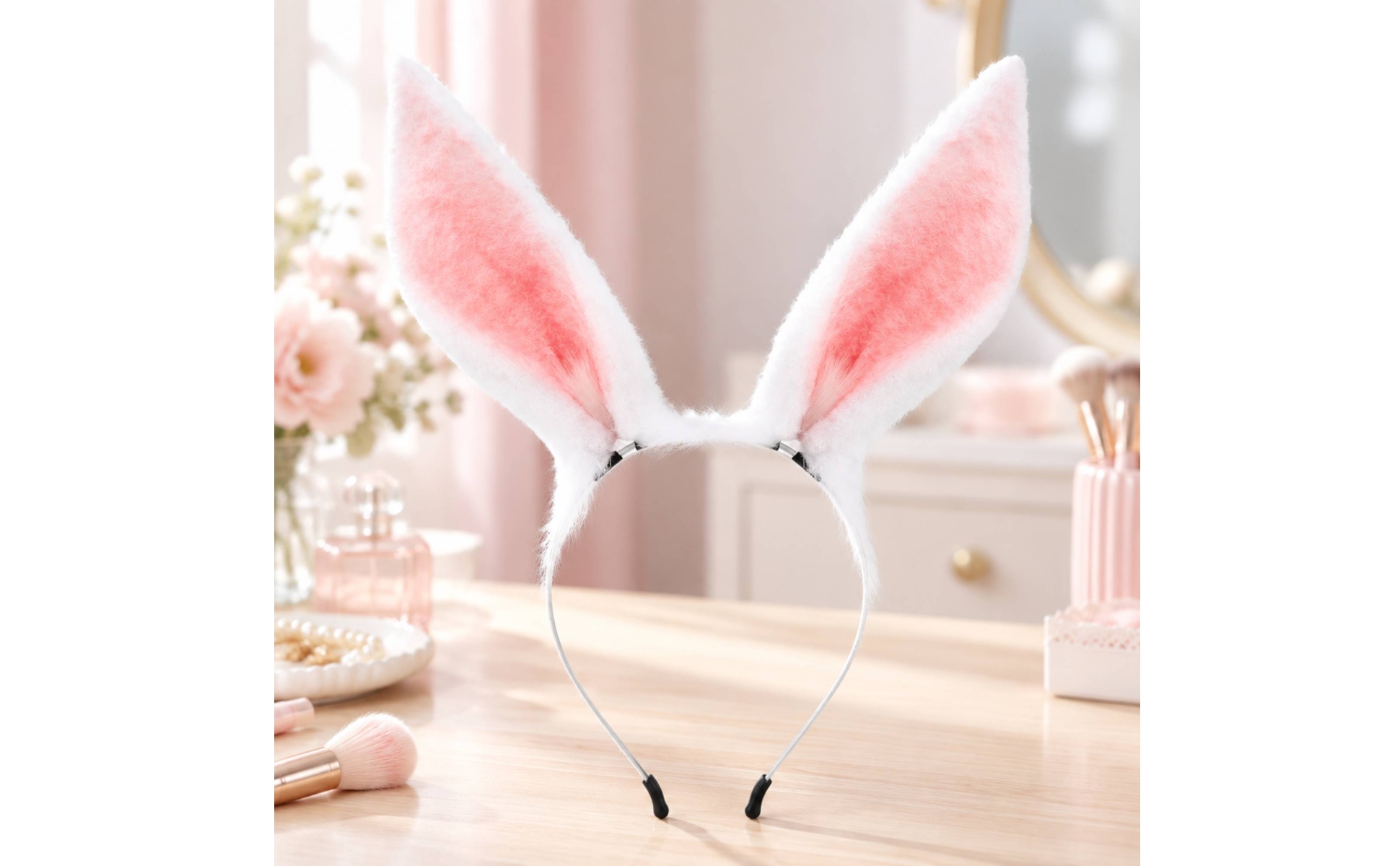 Bunny Ears Headband with Bendable Wire Frame Costume Accessory for Photography