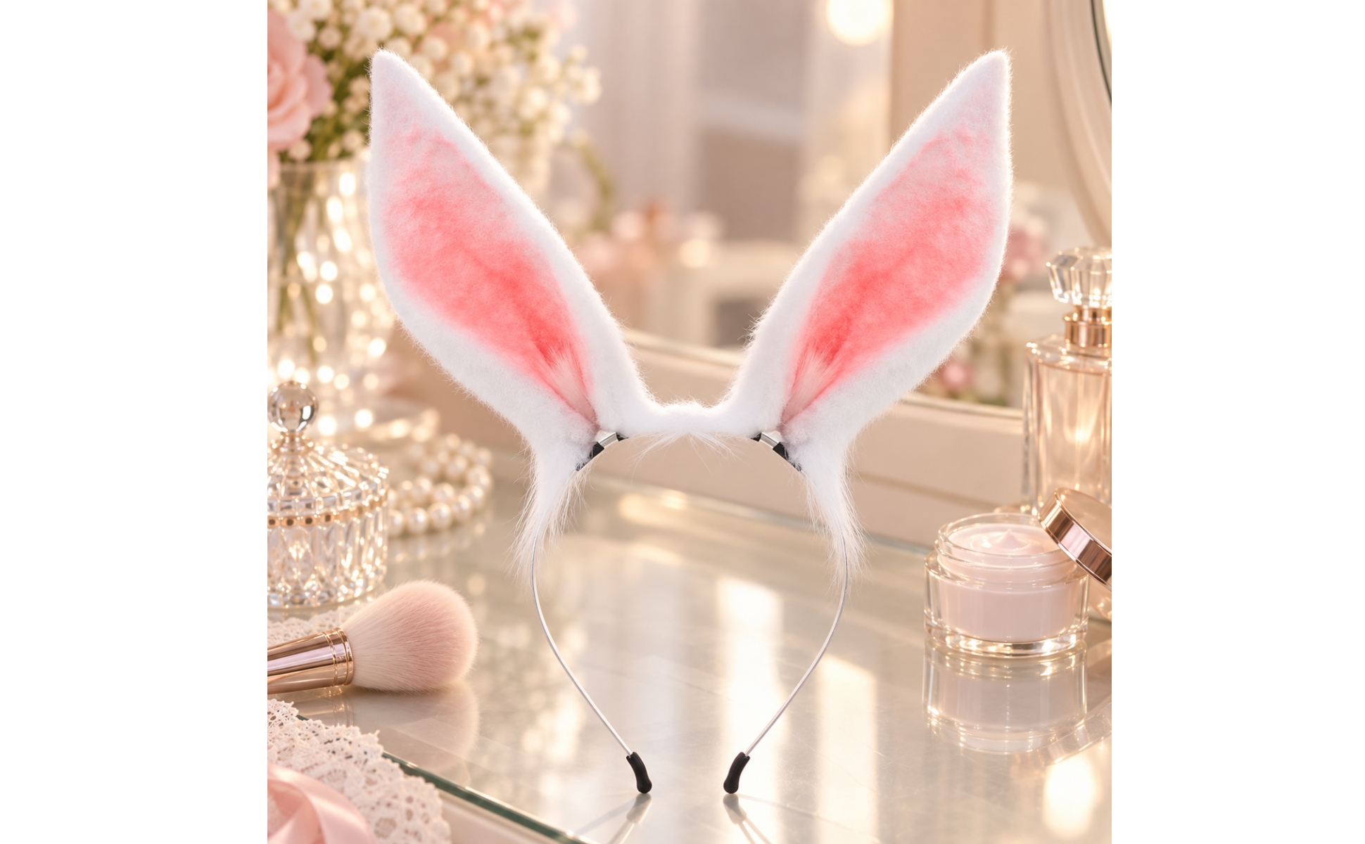 Bunny Ears Headband with Bendable Wire Frame Costume Accessory for Photography