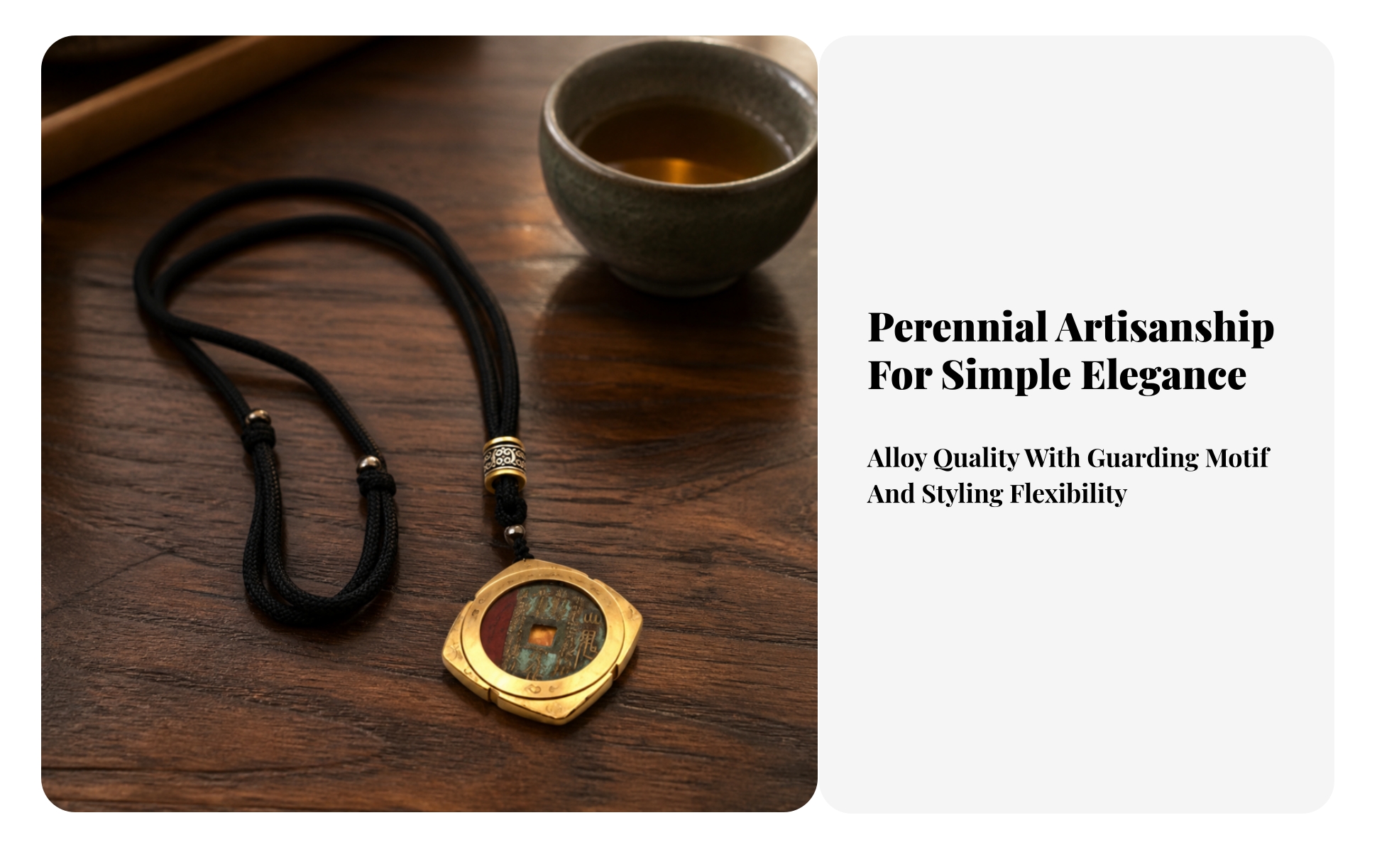 Alloy Pendant with Braided Cord Chinese-Inspired Coin Pendant Compact for Bag