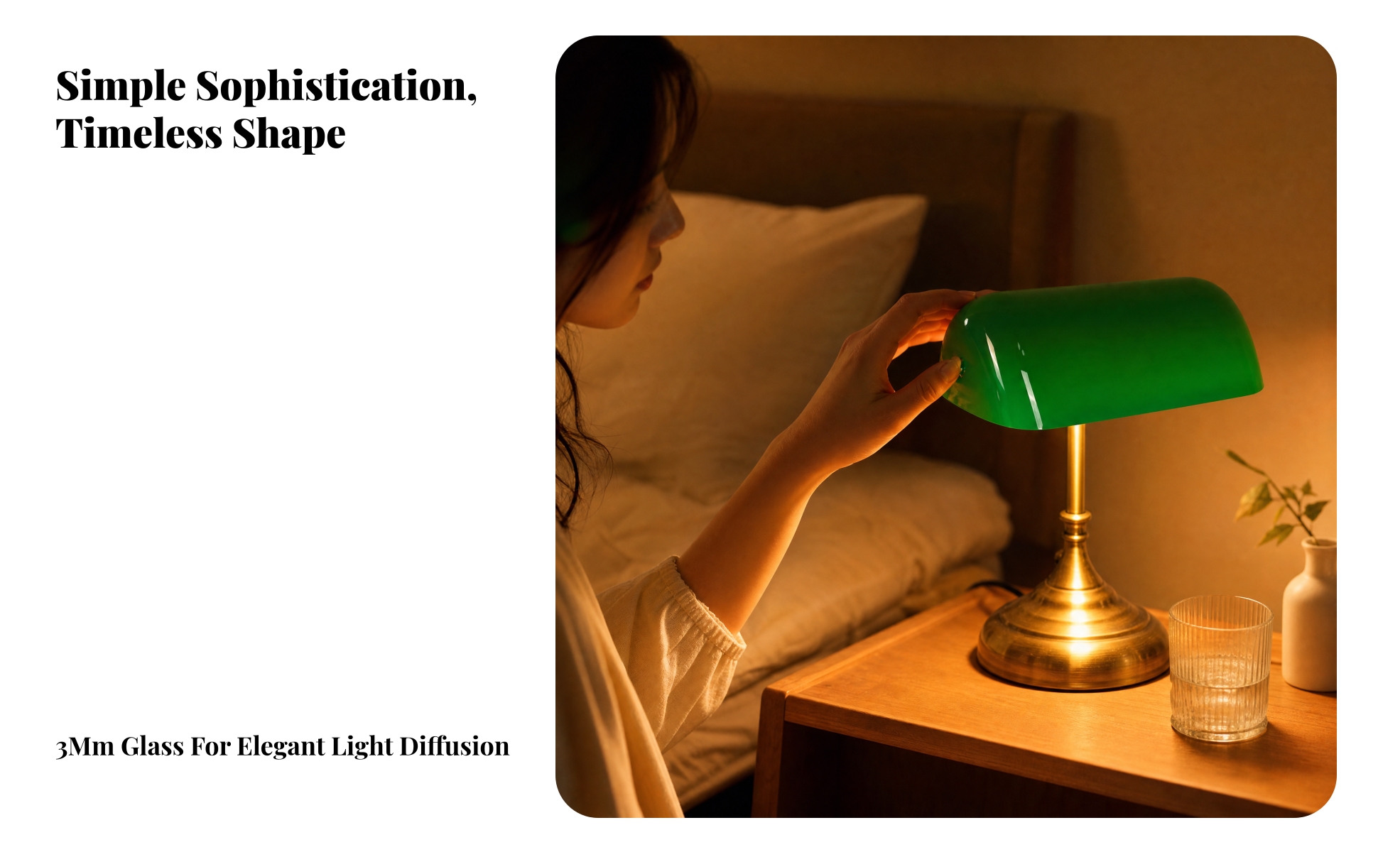 Rounded Rectangular Glass Lamp Shade Glossy for Bedroom, Hospitality Interiors