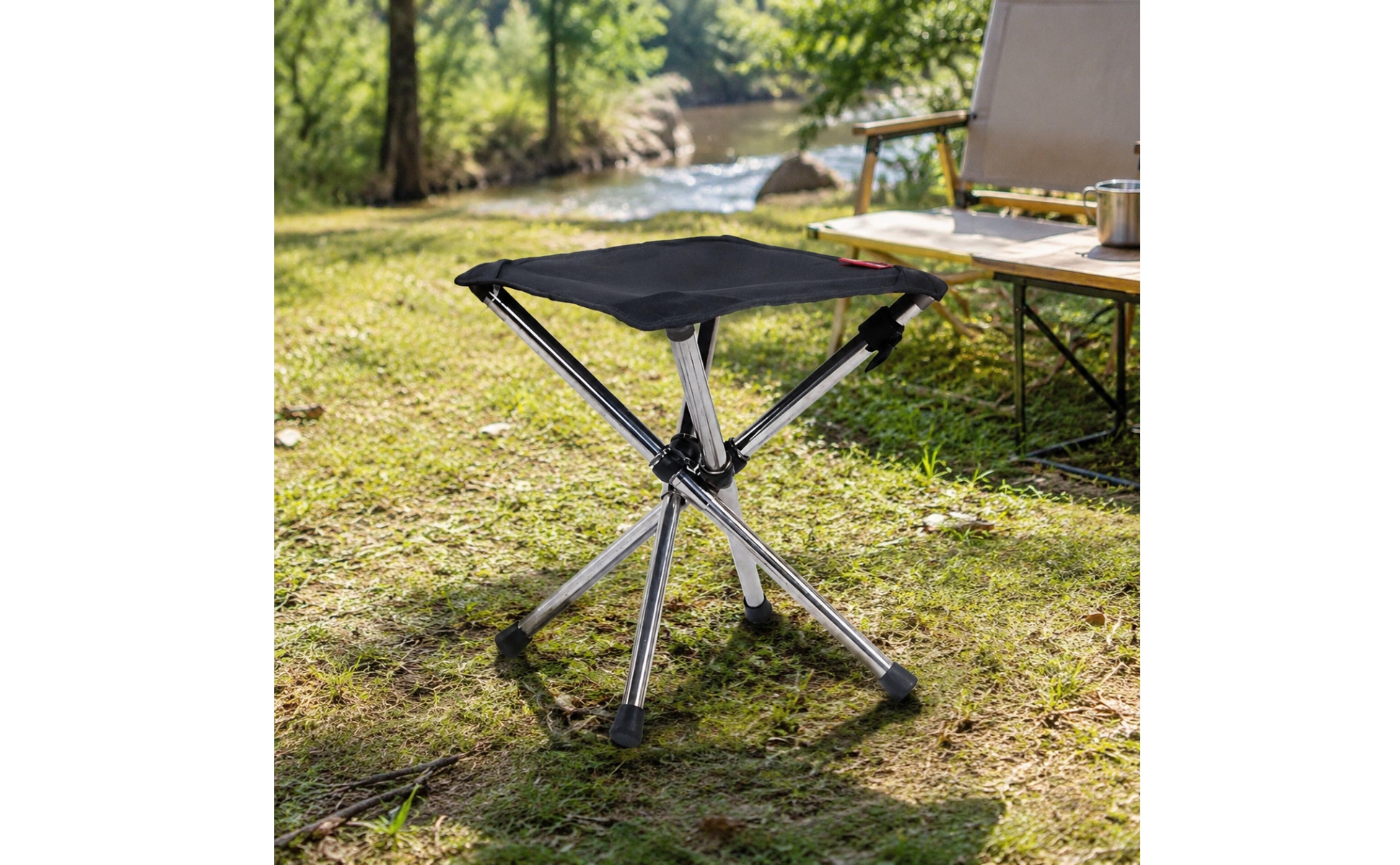 Seat Foldable Telescoping Stool with Carry Bag Compact for Picnics, Hiking