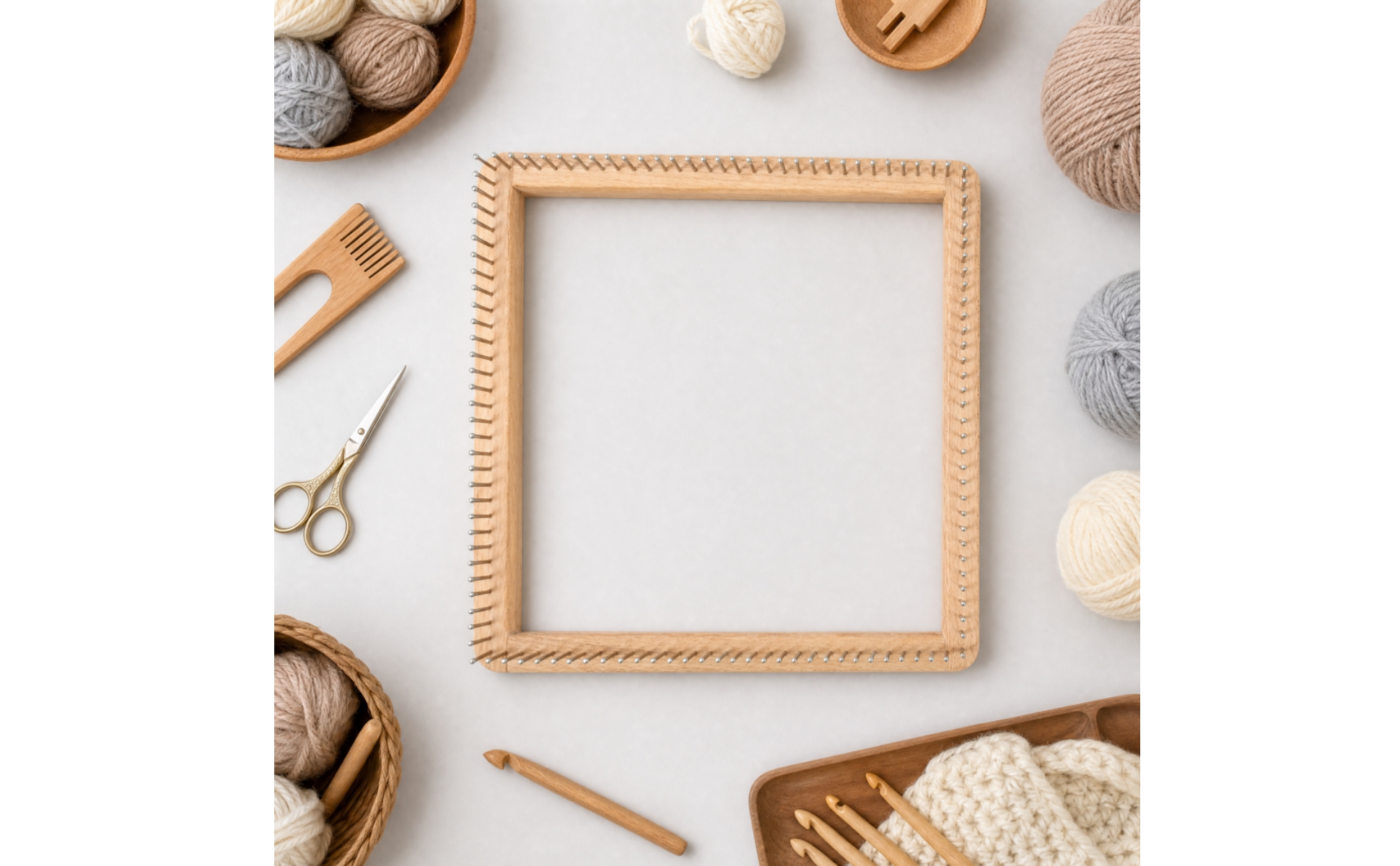 Square Peg Loom with Metal Pegs Versatile Square Knitting Loom Lightweight