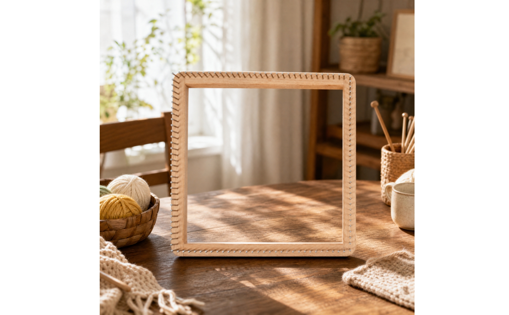 Square Peg Loom with Metal Pegs Versatile Square Knitting Loom Lightweight