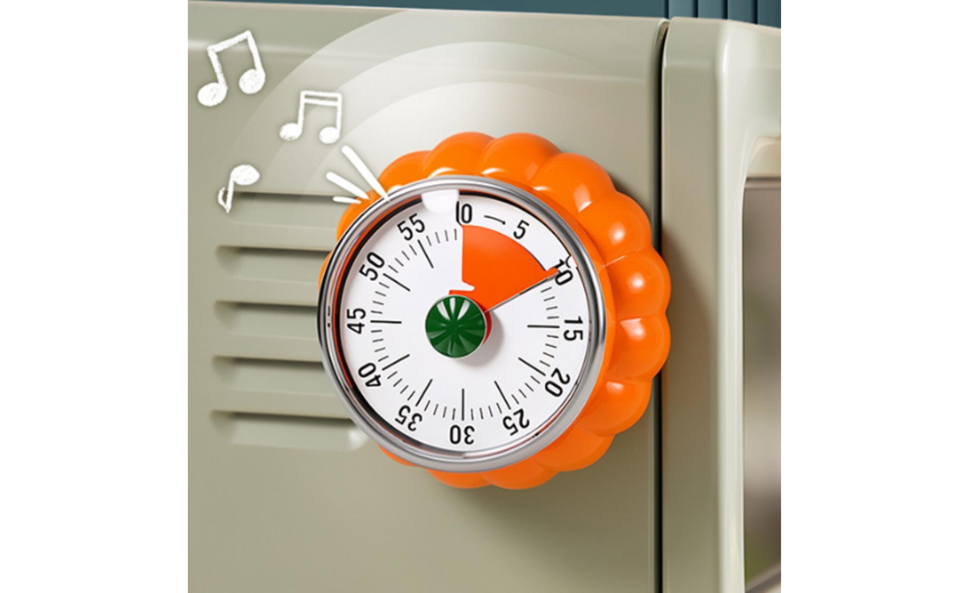 Round Mechanical Kitchen Timer No Batteries Needed for Baking, Food Cooking