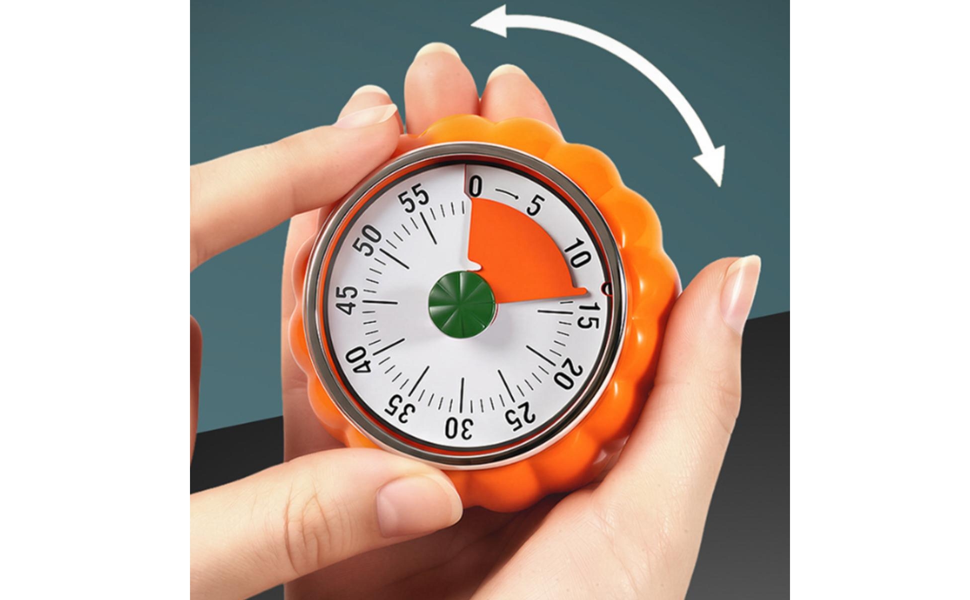 Round Mechanical Kitchen Timer No Batteries Needed for Baking, Food Cooking