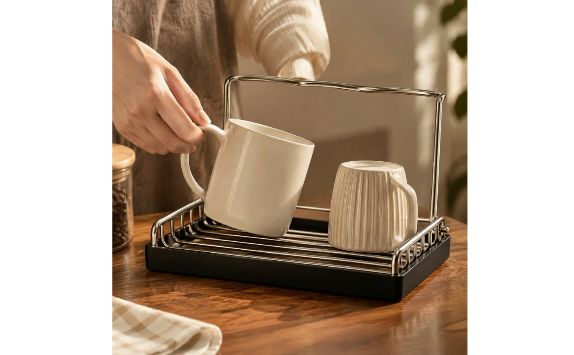Desktop Cup Draining and Storage Rack Rust-Resistant for Kitchen, Coffee Station