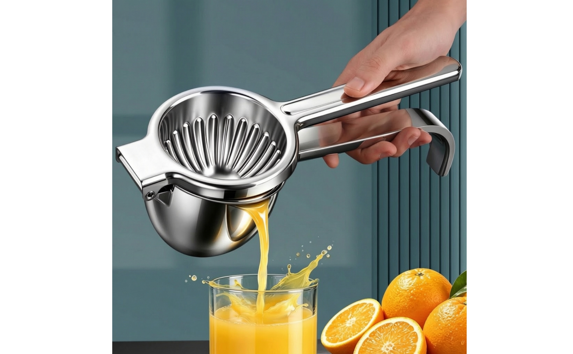 Hinged Citrus Press with Long Handles Efficient Stainless Steel Fruit Press