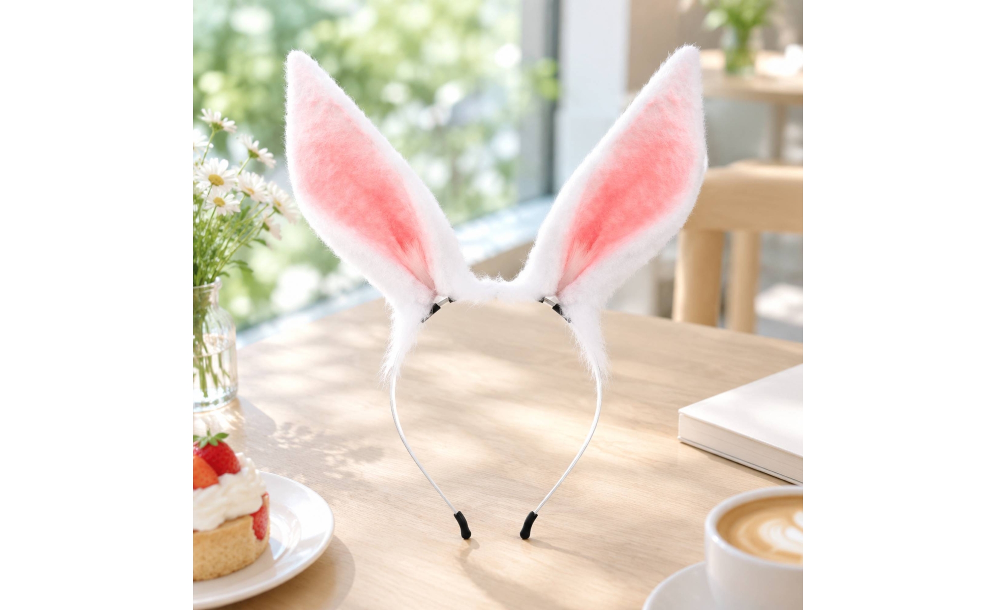 Bunny Ears Headband with Bendable Wire Frame Costume Accessory for Photography