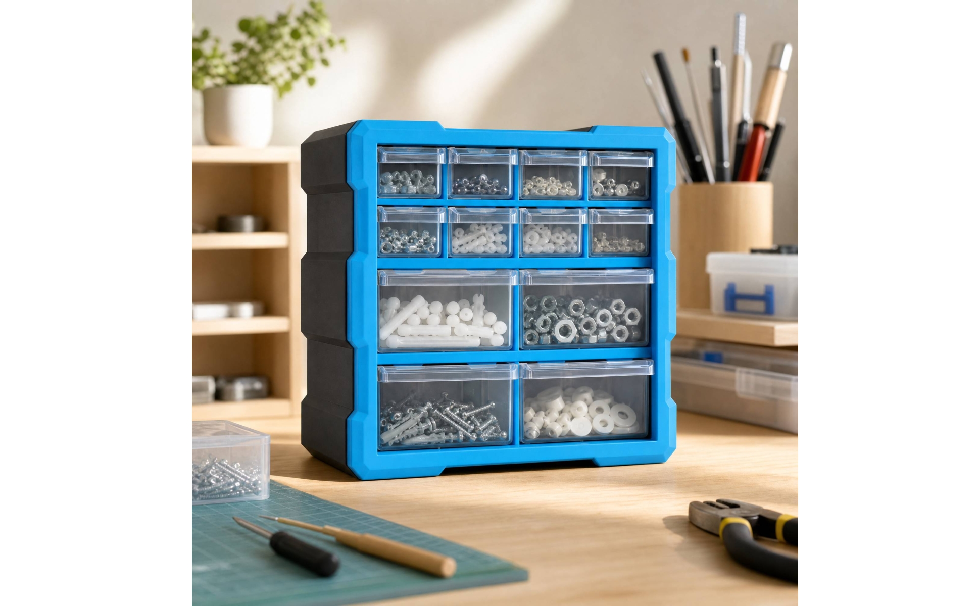 Plastic Parts Organizer Cabinet Multipurpose for Household Projects, Hobby Area