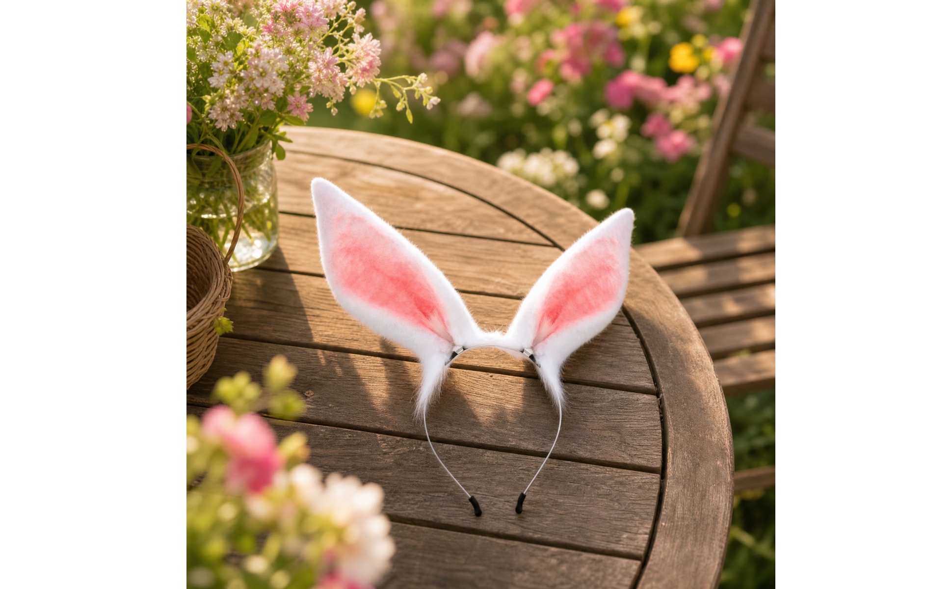Bunny Ears Headband with Bendable Wire Frame Costume Accessory for Photography