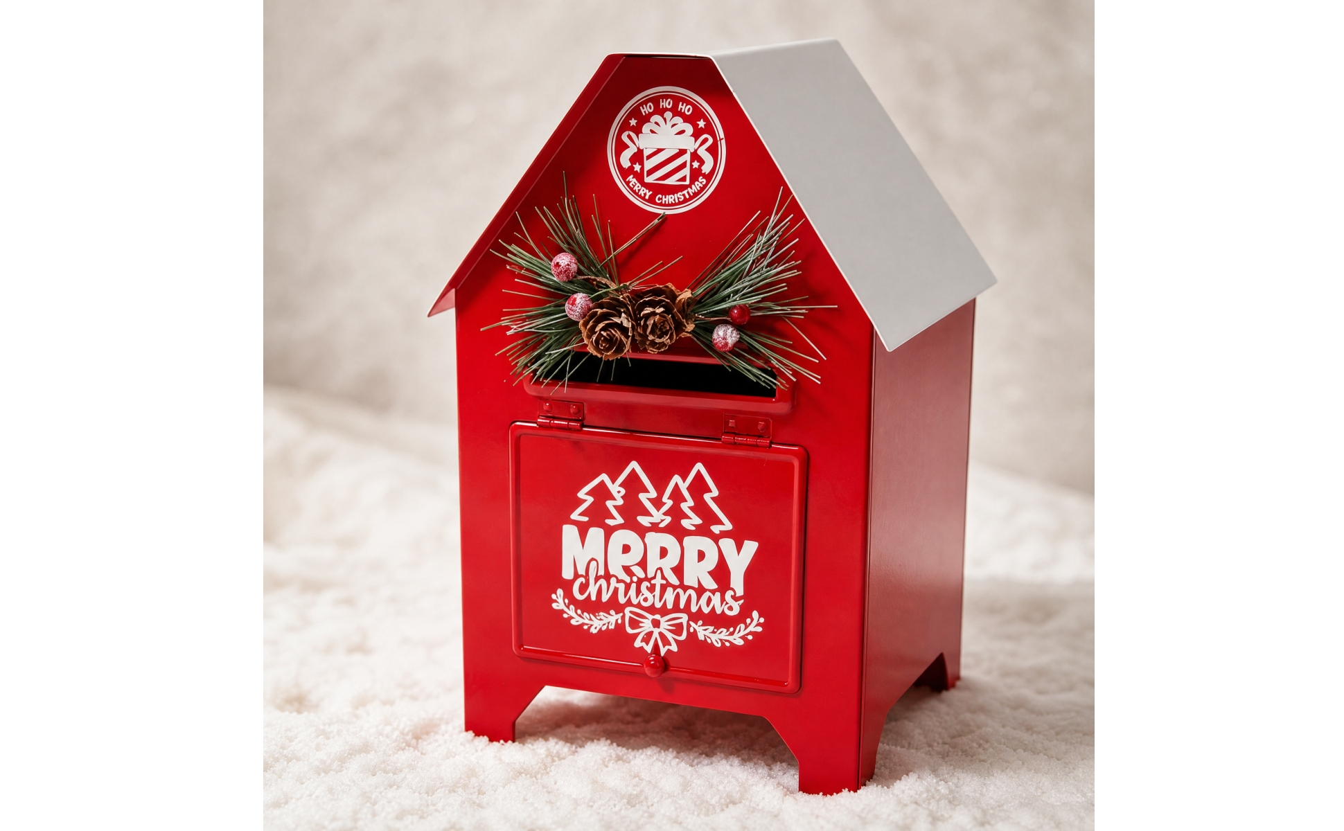 Iron Christmas Mailbox Decoration Festive for Porch, Seasonal Displays, Families