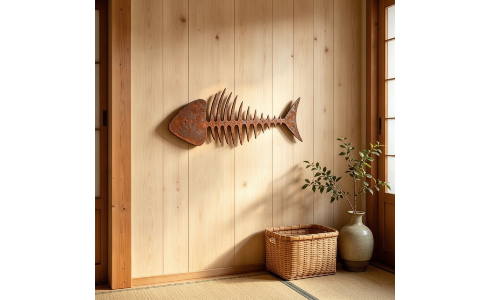 Iron Fishbone Wall Hanging Coastal for Living Room, Seaside-Inspired Interiors