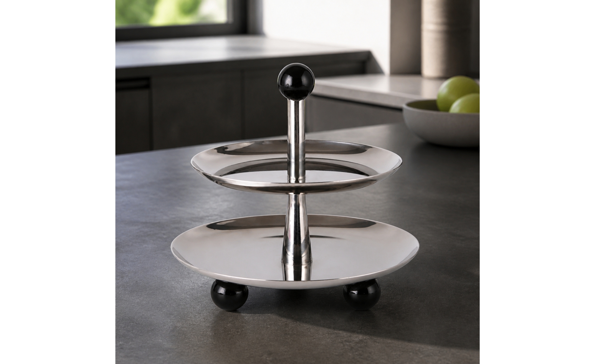 Metal Dessert Stand with Two Trays Silver for Tea Service, Entertaining