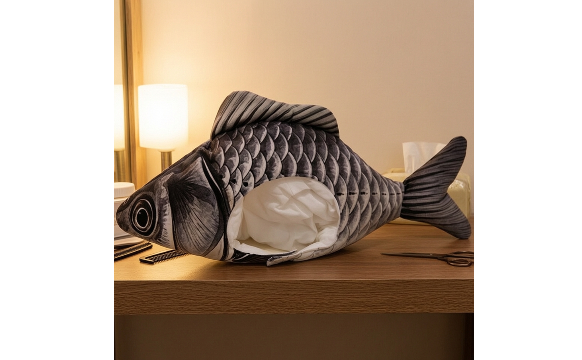 Novelty Fish Headpiece One-Size Fish Head Costume Hat Padded for Photo Sessions
