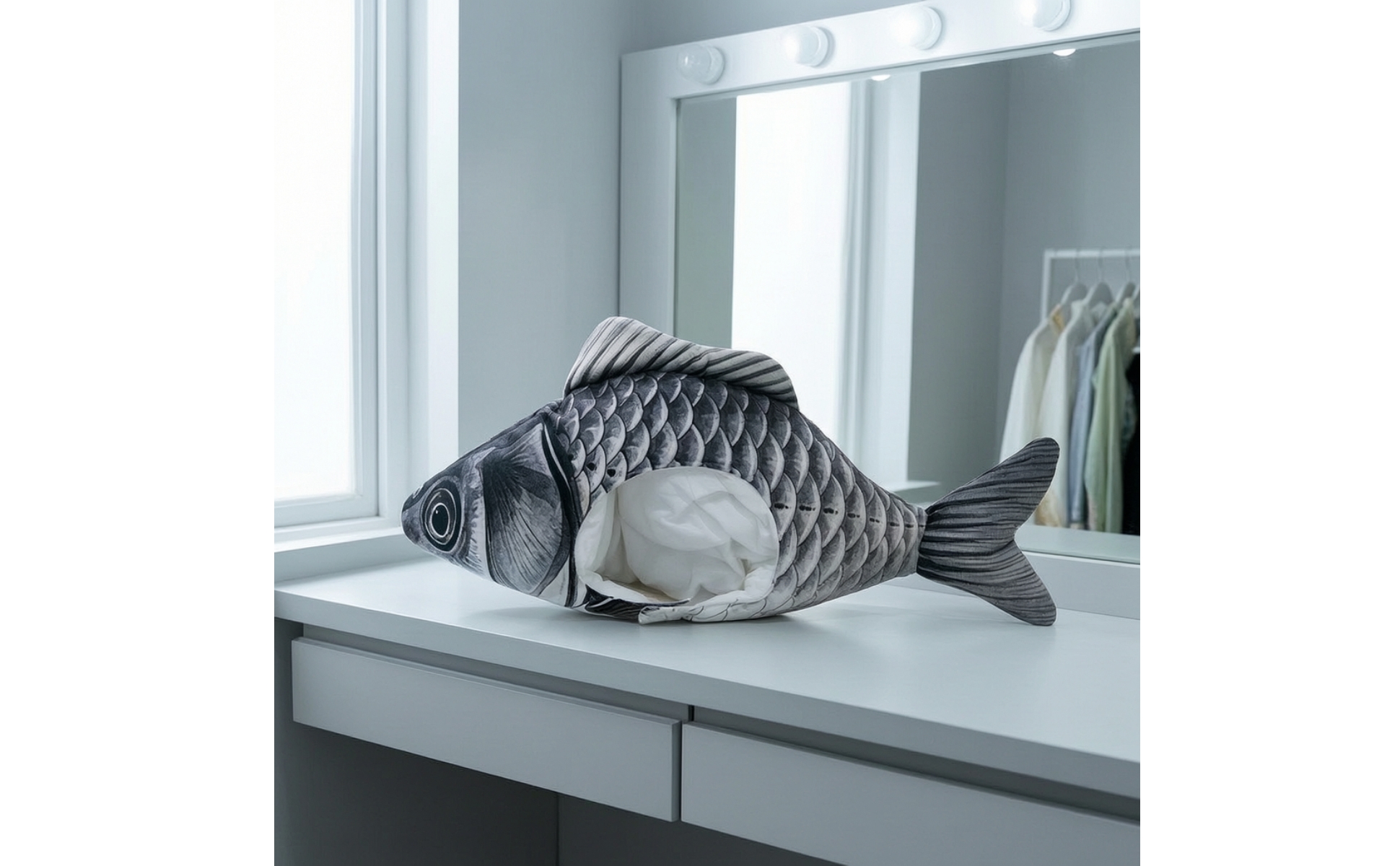 Novelty Fish Headpiece One-Size Fish Head Costume Hat Padded for Photo Sessions