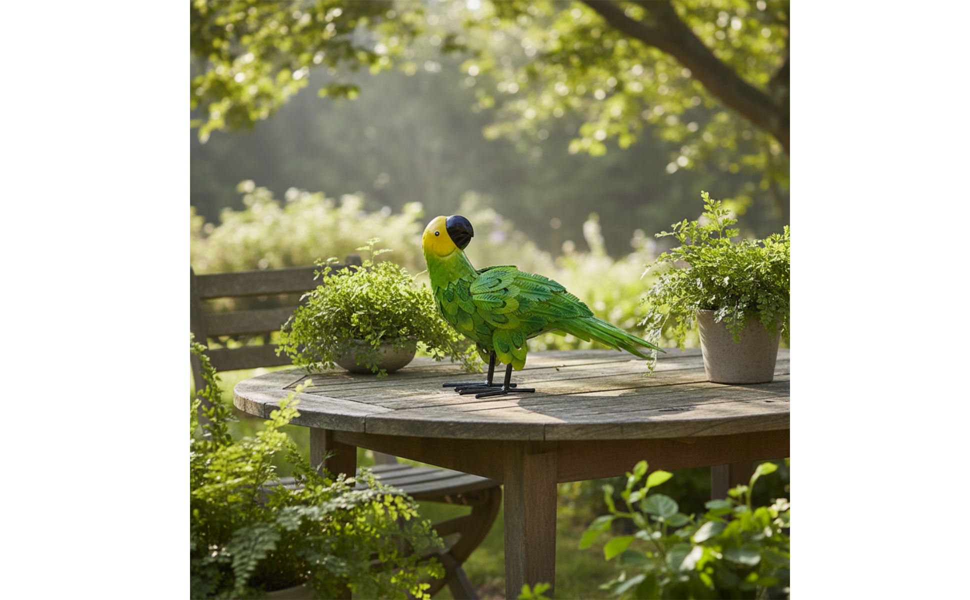 Parrot-Shaped Metal Sculpture Indoor Outdoor for Landscape Decoration, Entryway