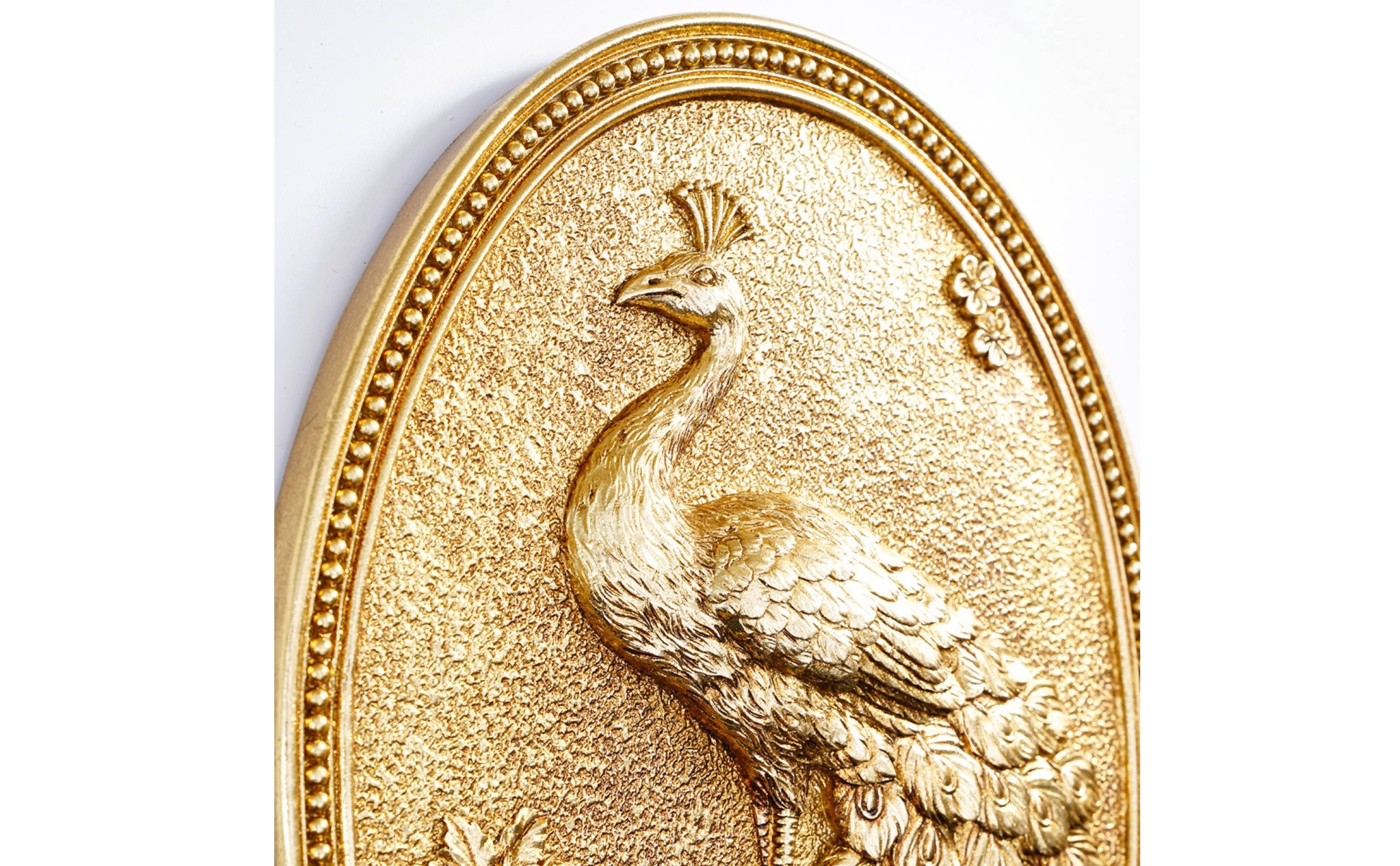 3D Peacock Wall Plaque Embossed Oval Decorative Wall Plaque Textured for Hallway