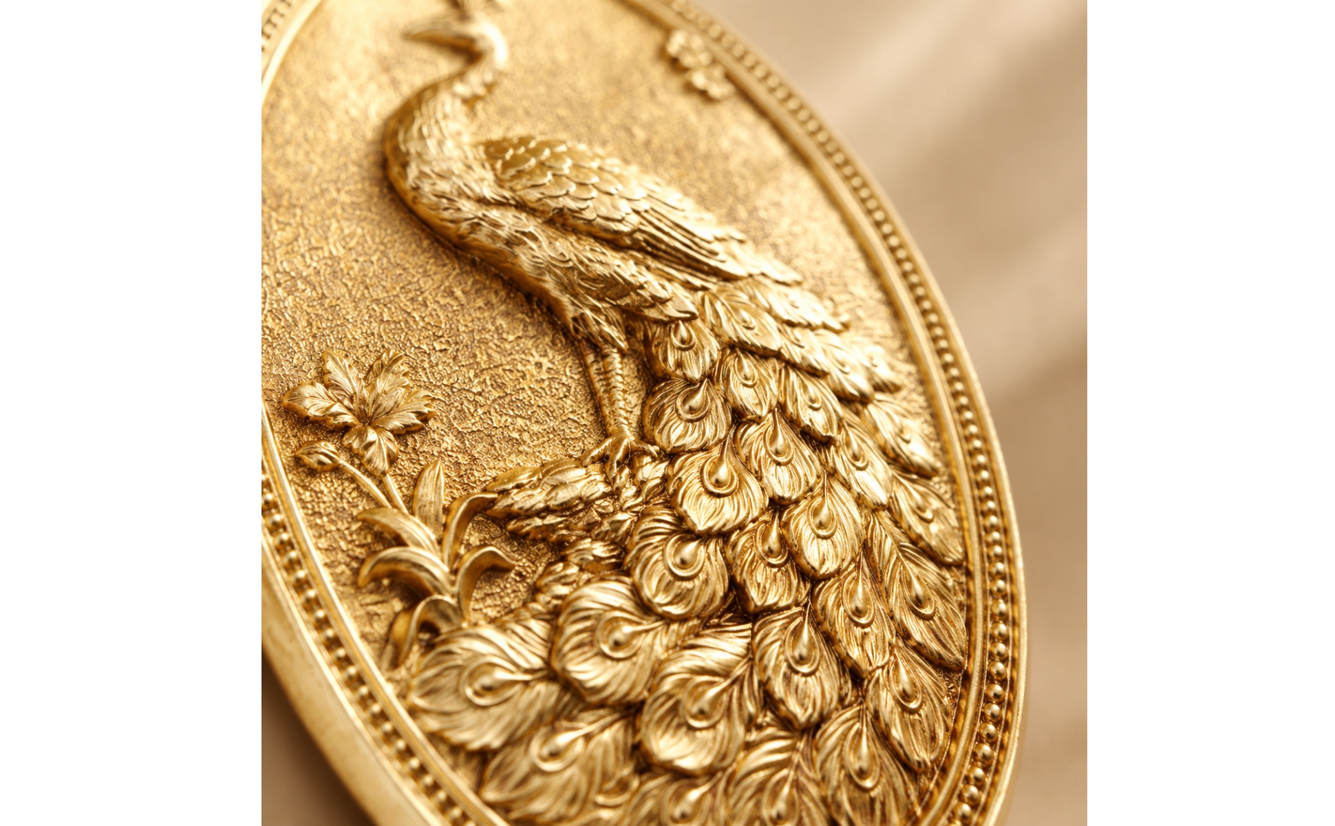 3D Peacock Wall Plaque Embossed Oval Decorative Wall Plaque Textured for Hallway