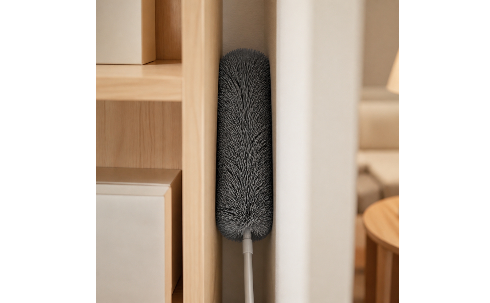 Fiber Duster with Telescoping Rod Reusable Dusting Wand with Replaceable Head