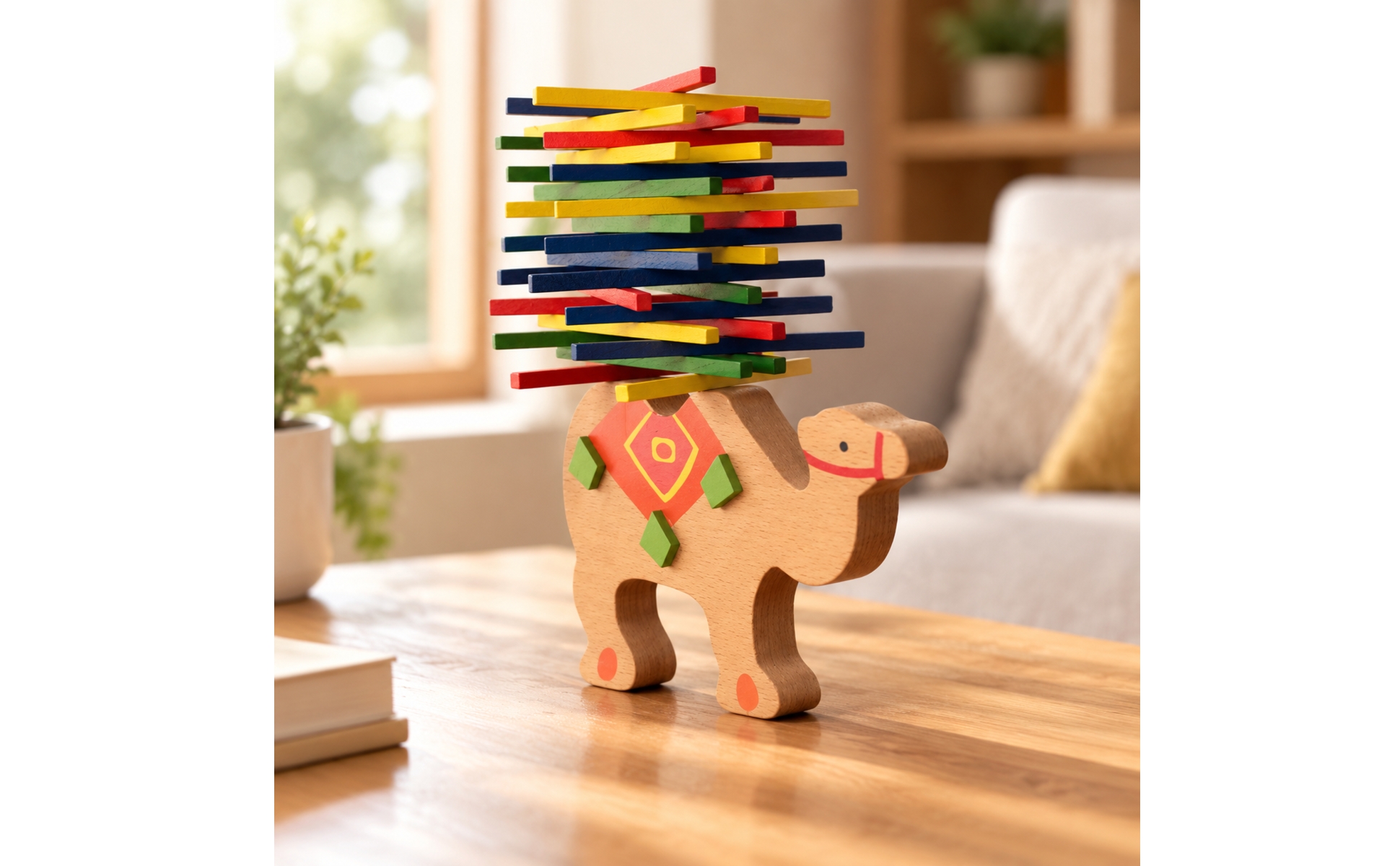 Balance Game Lightweight Wooden Stacking Toy with Animal Base Colorful