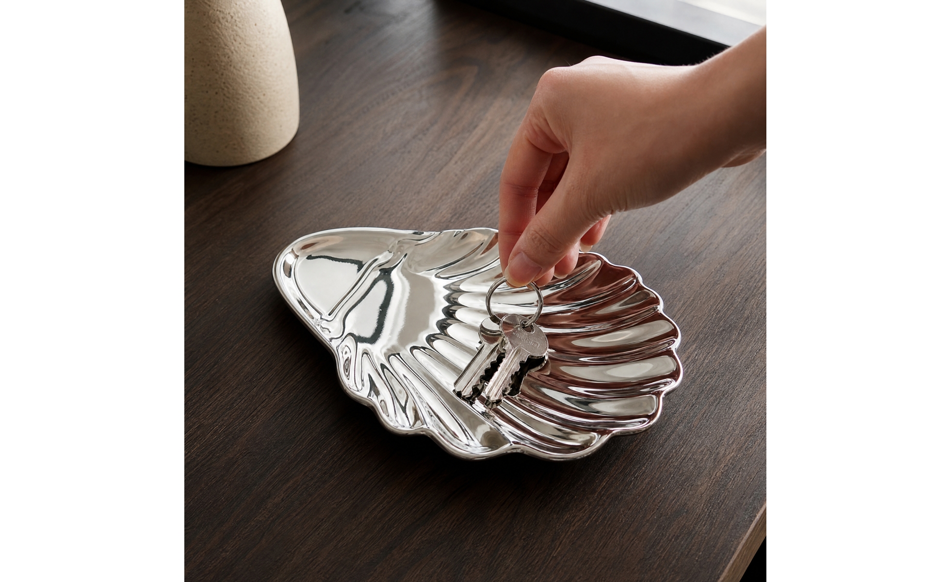 Stainless Steel Shell Dish Microwave Unsafe for Tabletop Display, Entryway Table