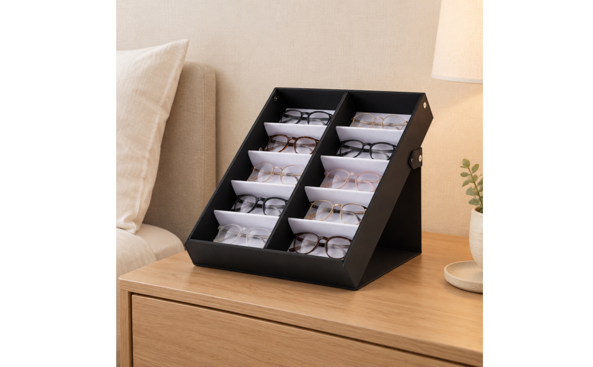 Eyeglass Organizer Freestanding Sunglass Display Sloped for Dressing Table
