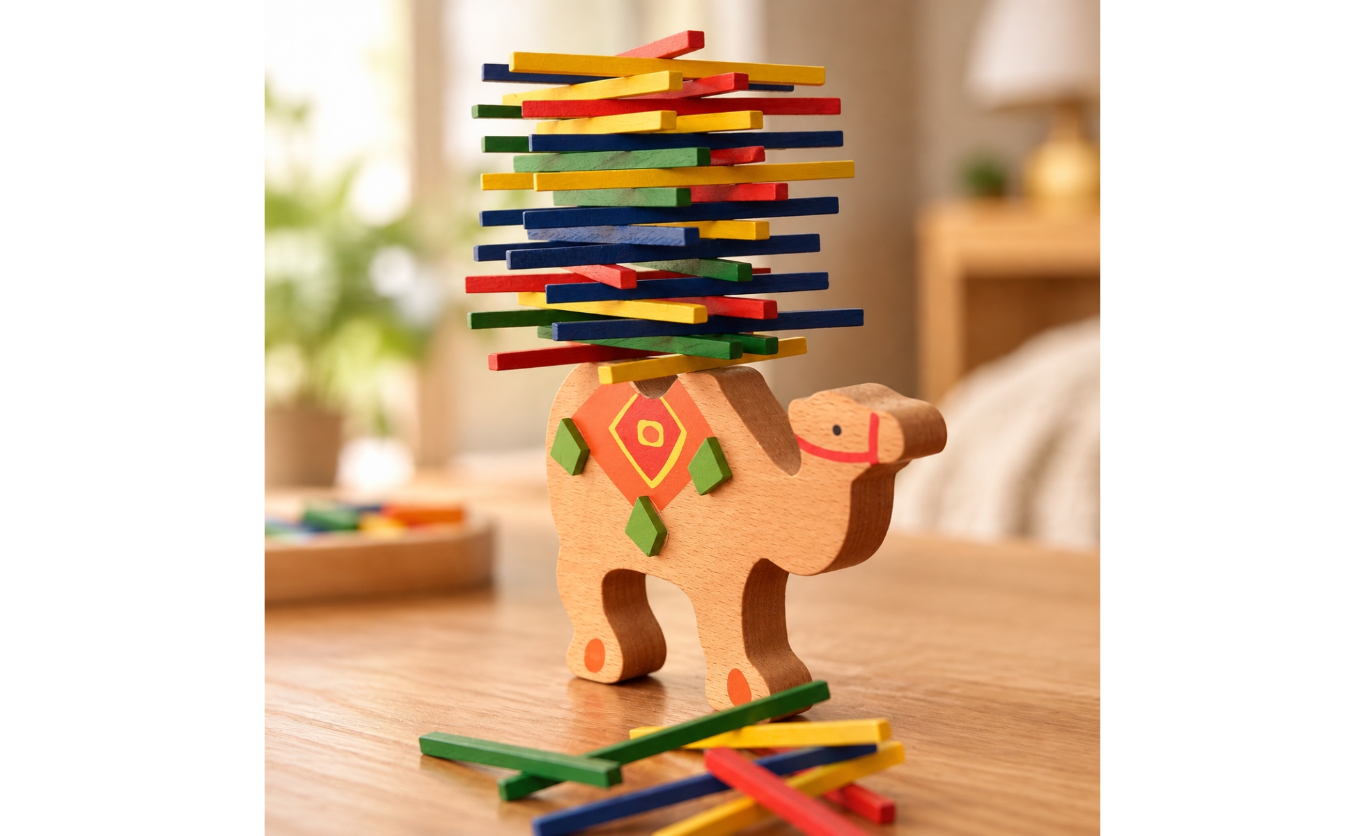 Balance Game Lightweight Wooden Stacking Toy with Animal Base Colorful