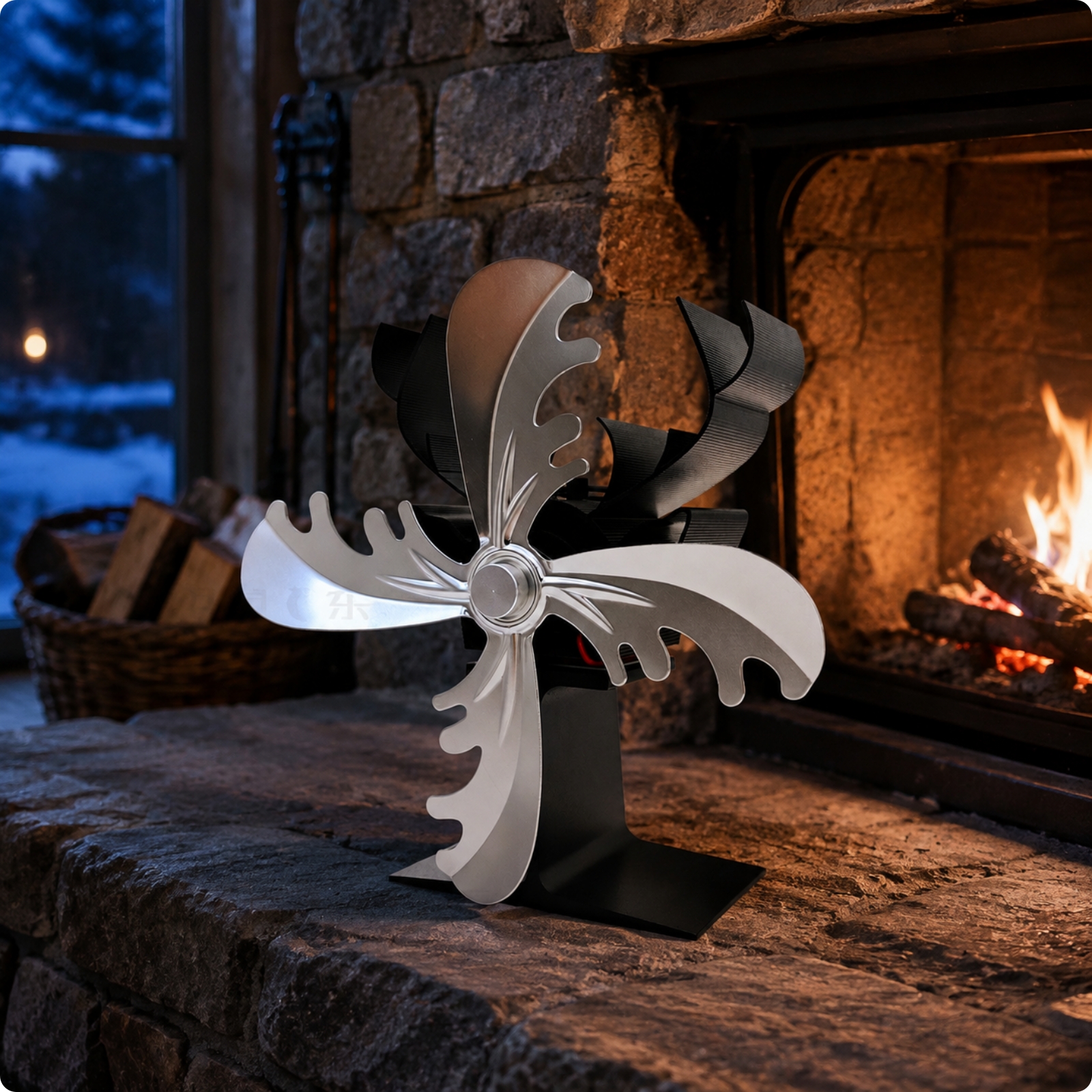 Wood-Combustion Cooktop Fan Cordless for Living Room, Cabin
