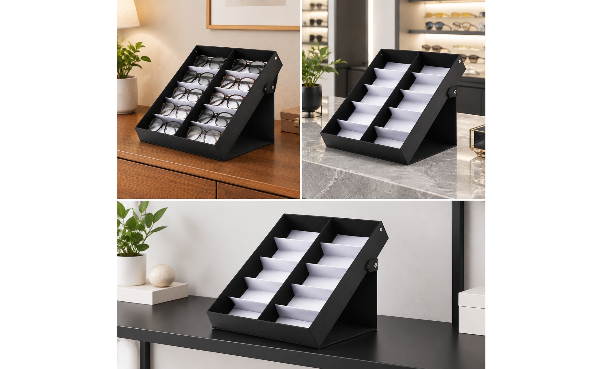 Eyeglass Organizer Freestanding Sunglass Display Sloped for Dressing Table