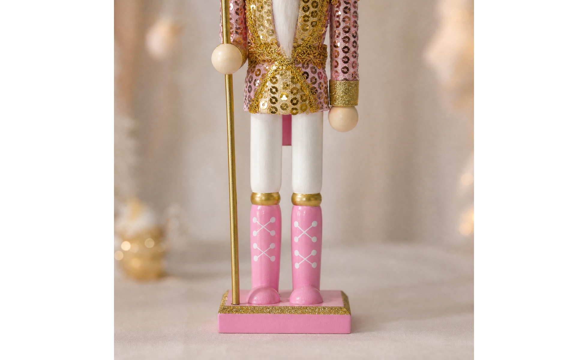 Crowned King Nutcracker with Scepter Painted Finish for Shelf Decor, Living Room