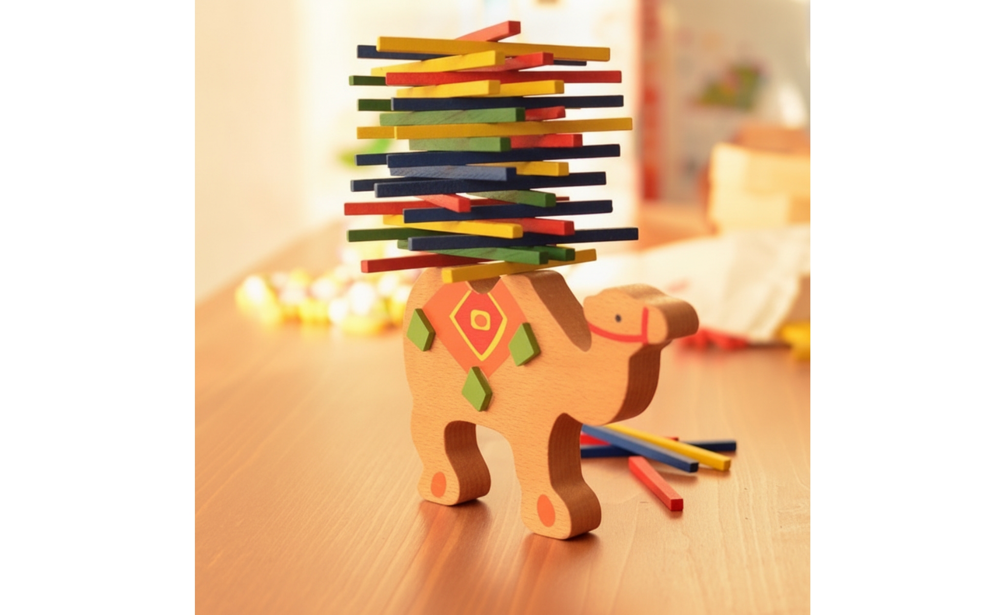 Balance Game Lightweight Wooden Stacking Toy with Animal Base Colorful