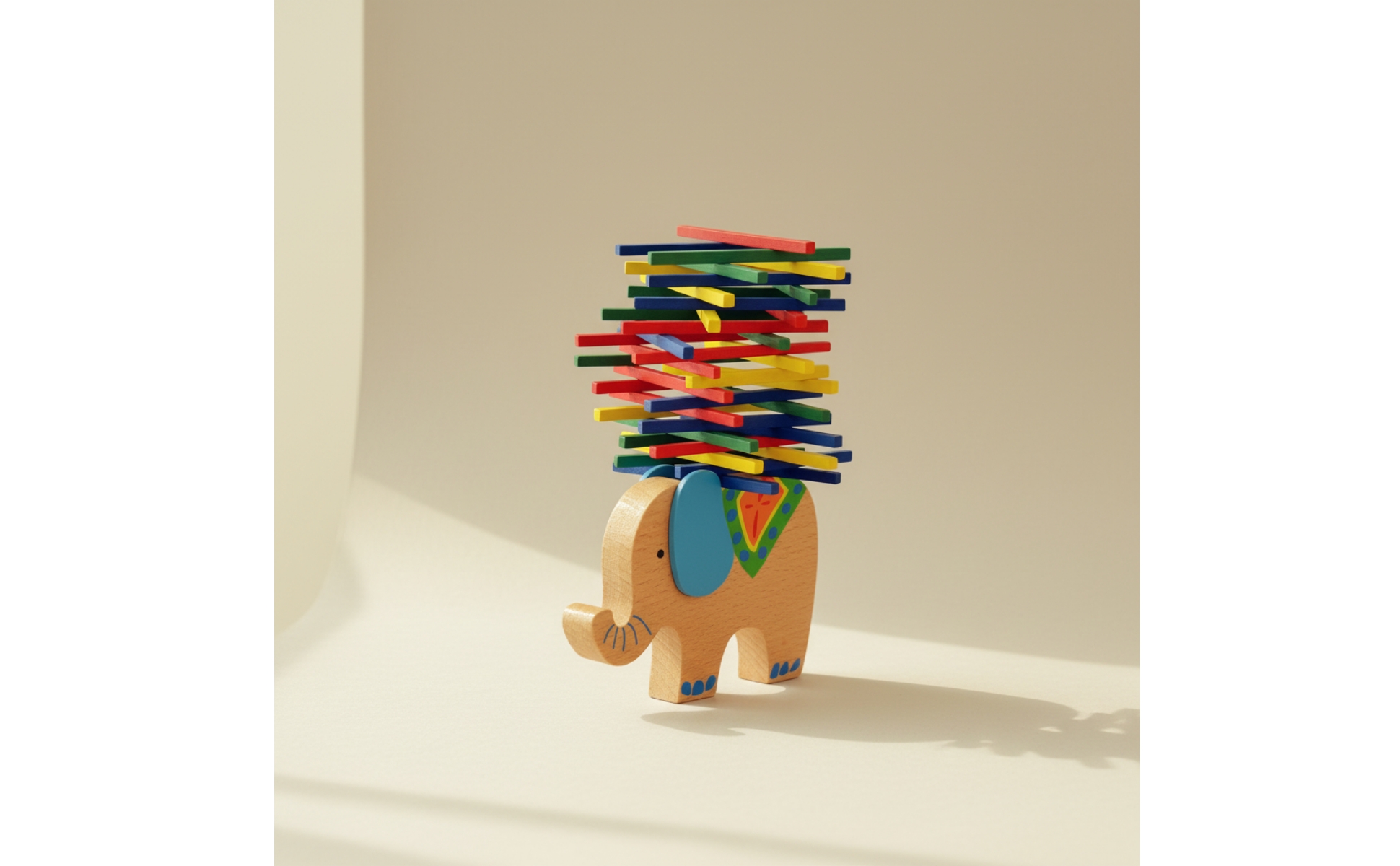 Balance Game Lightweight Wooden Stacking Toy with Animal Base Colorful