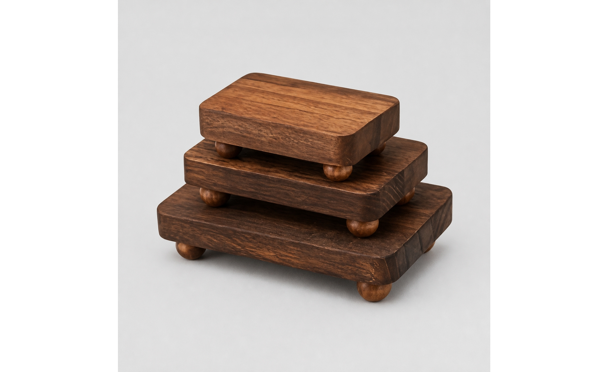 Wooden Display Stand with Rounded Feet Versatile Stackable Wood Display Platform