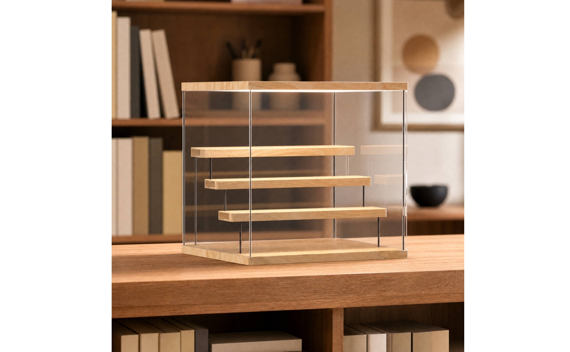 Acryl-Vitrine mit LED-Beleuchtung transparent Display-Vitrine mit LED-Toplicht